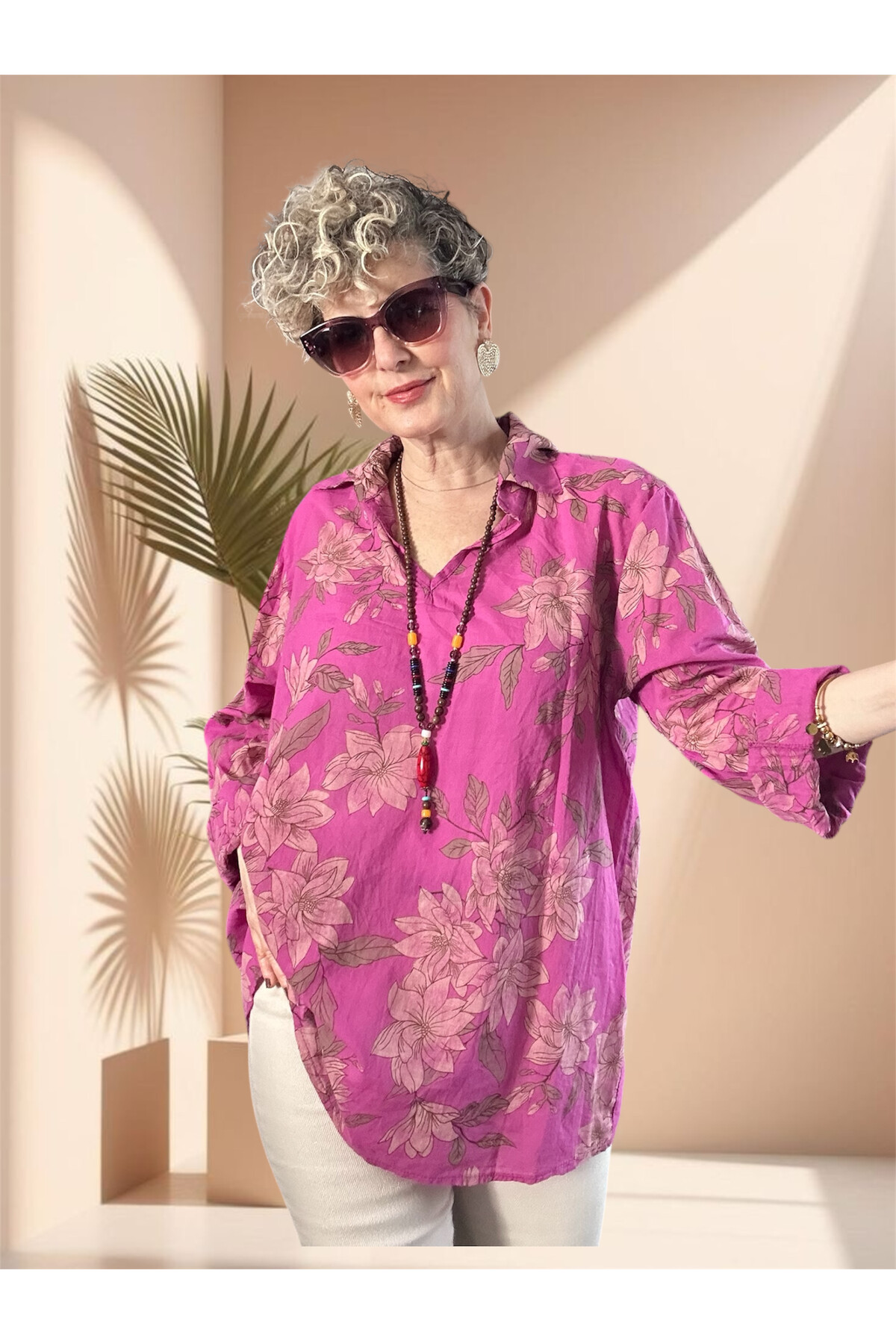 Tussi İtalyan Gömlekli Bluz Triko Takım Fuşya