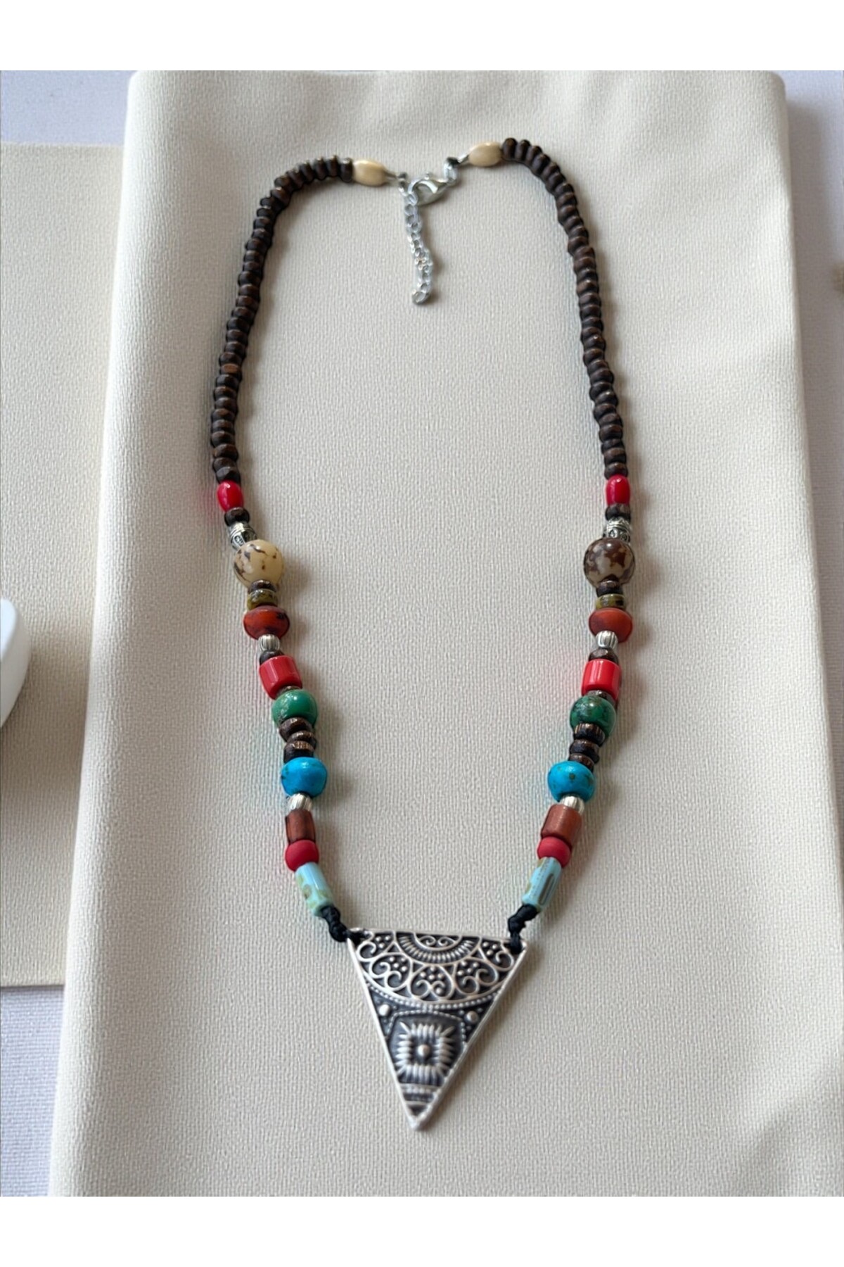 Wanderlust  Pirinç Cam Etnik Kolye