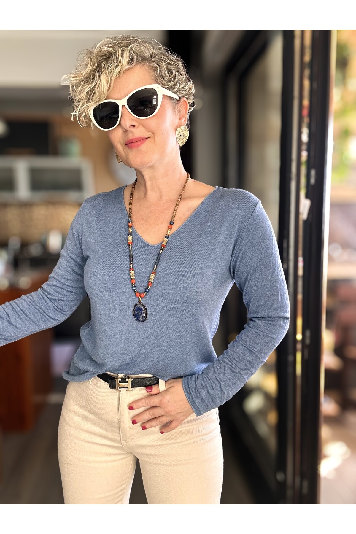 Zanna İtalyan V Yaka Triko İndigo