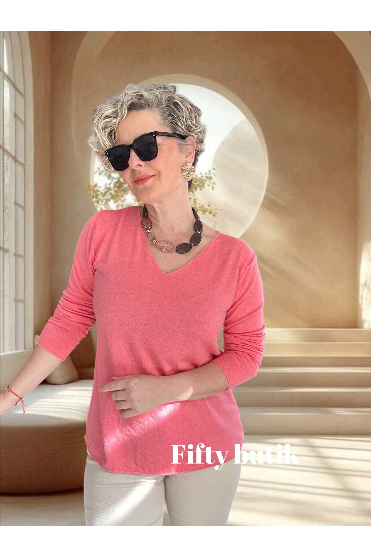 Zanna İtalyan V Yaka Triko Pudra