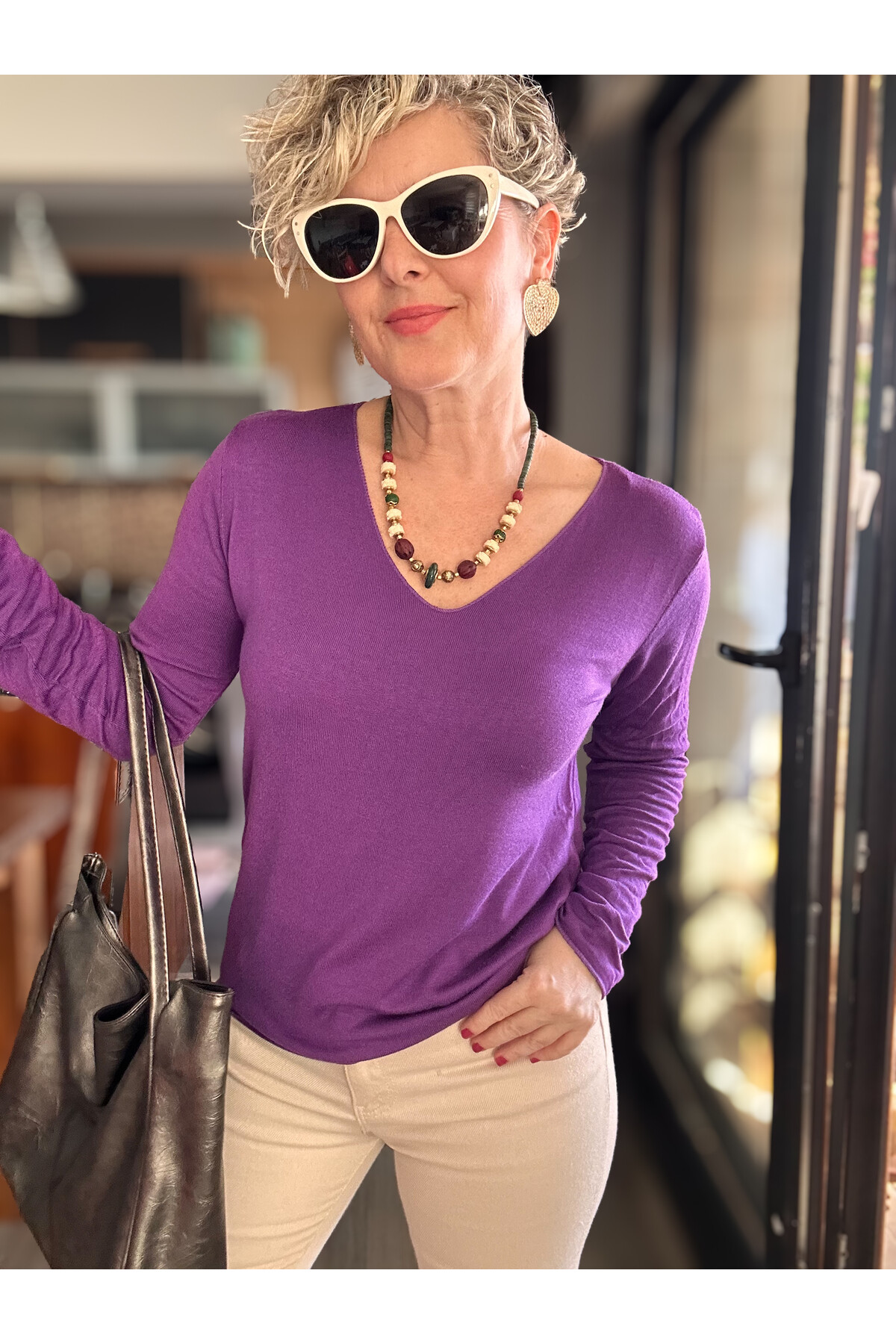 Zanna İtalyan V Yaka Triko Mor