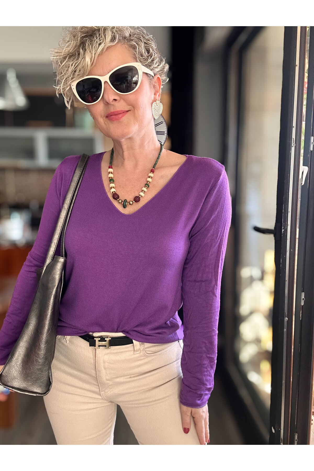 Zanna İtalyan V Yaka Triko Mor