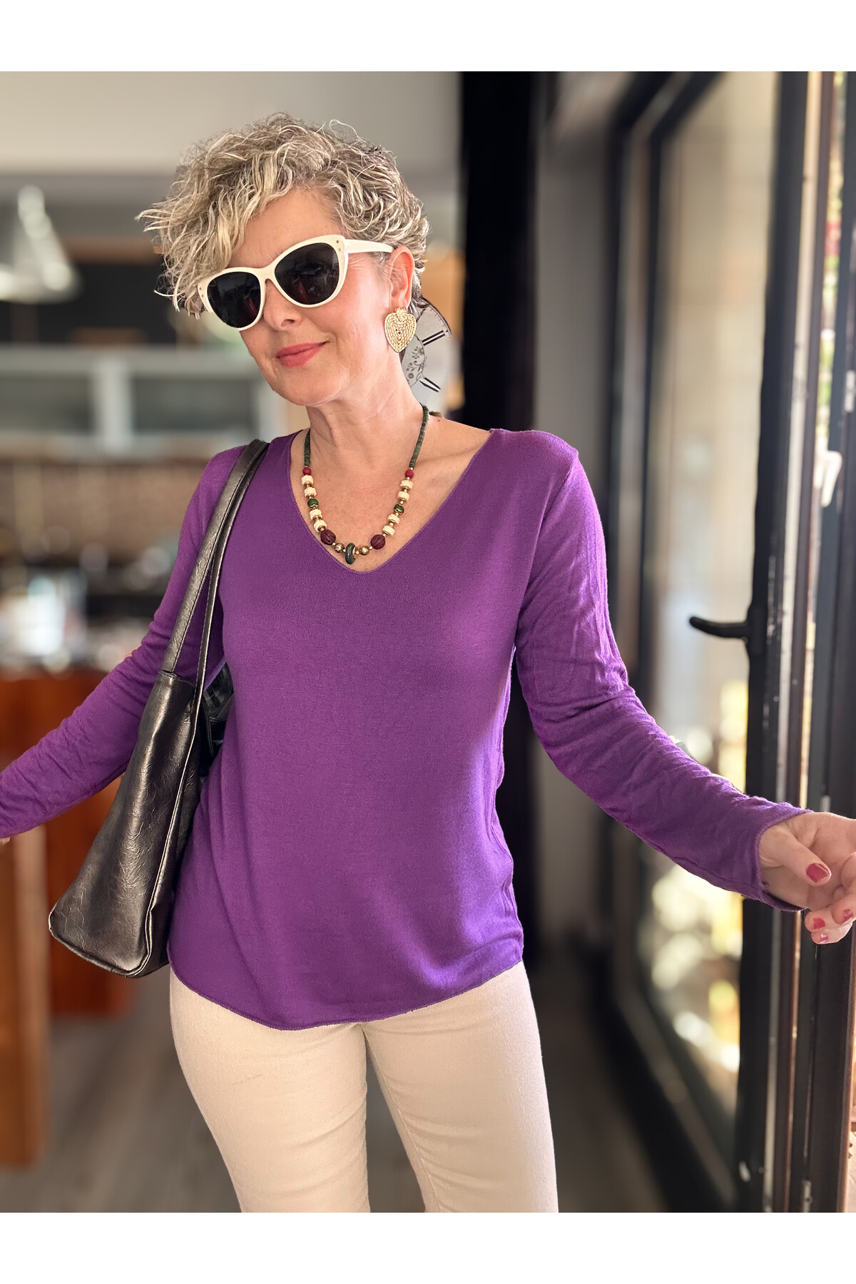 Zanna İtalyan V Yaka Triko Mor