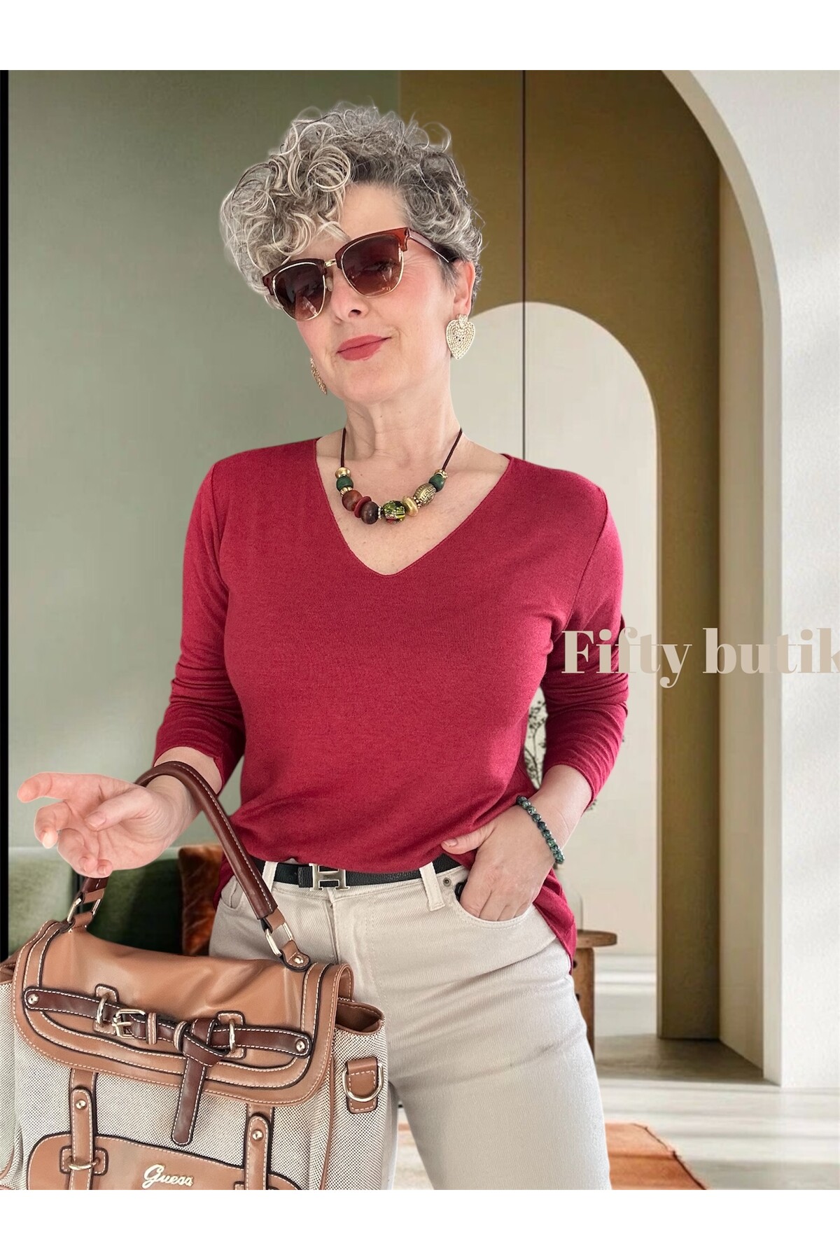 Zanna İtalyan V Yaka Triko Vişne Çürüğü