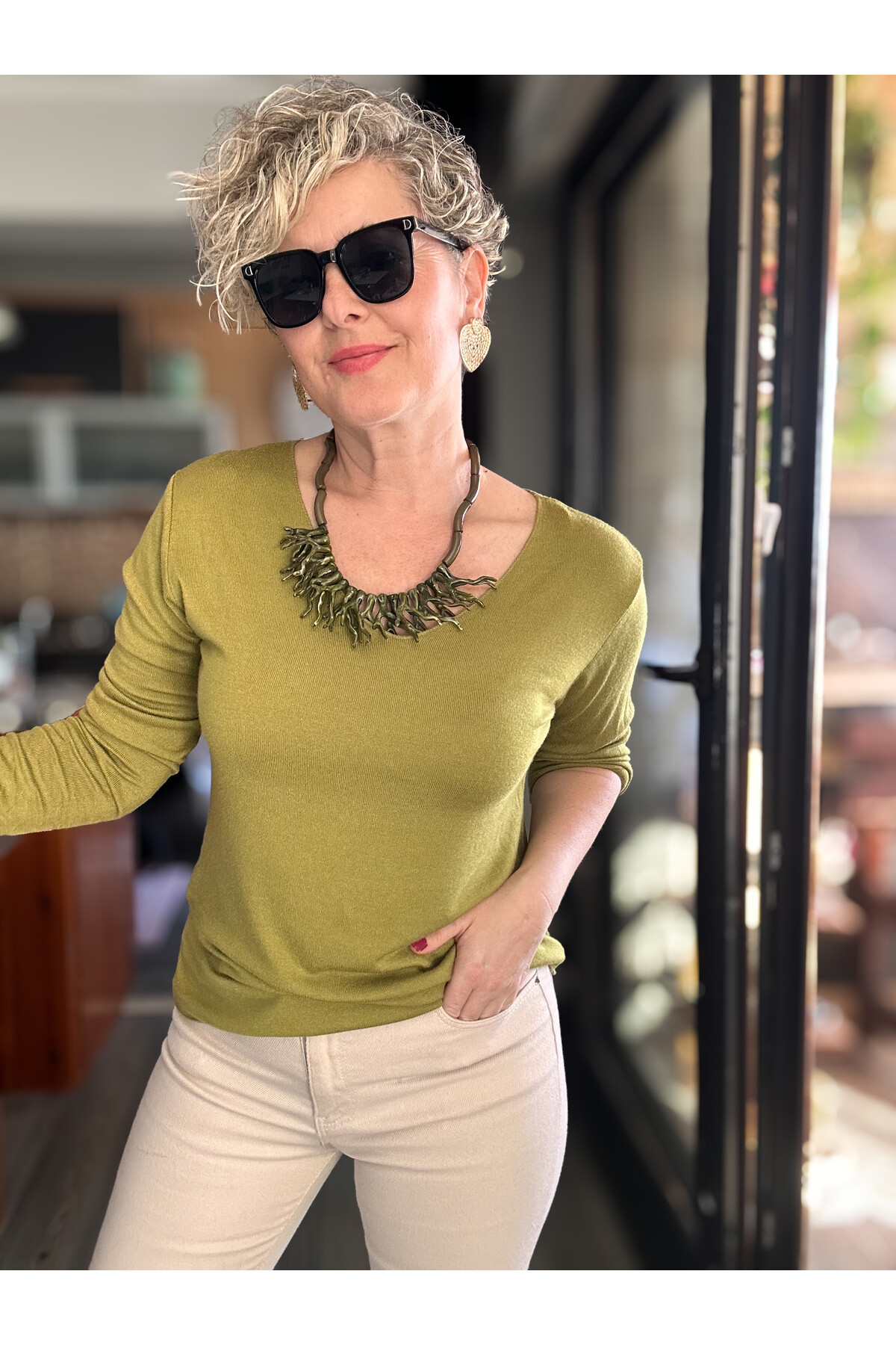 Zanna İtalyan V Yaka Triko Yağ Yeşil