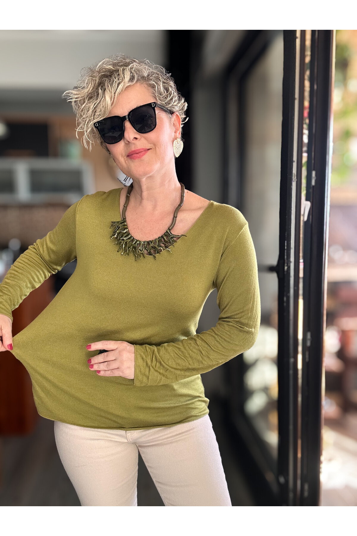 Zanna İtalyan V Yaka Triko Yağ Yeşil