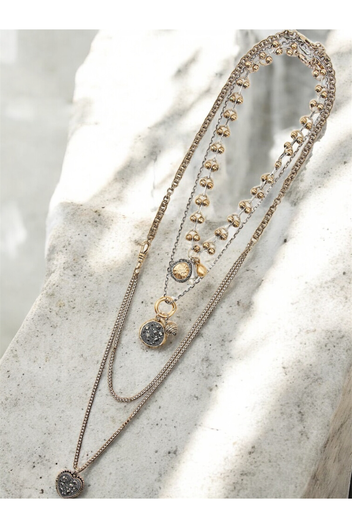 ZRA Modell Çoklu Silver Gold  Kolye