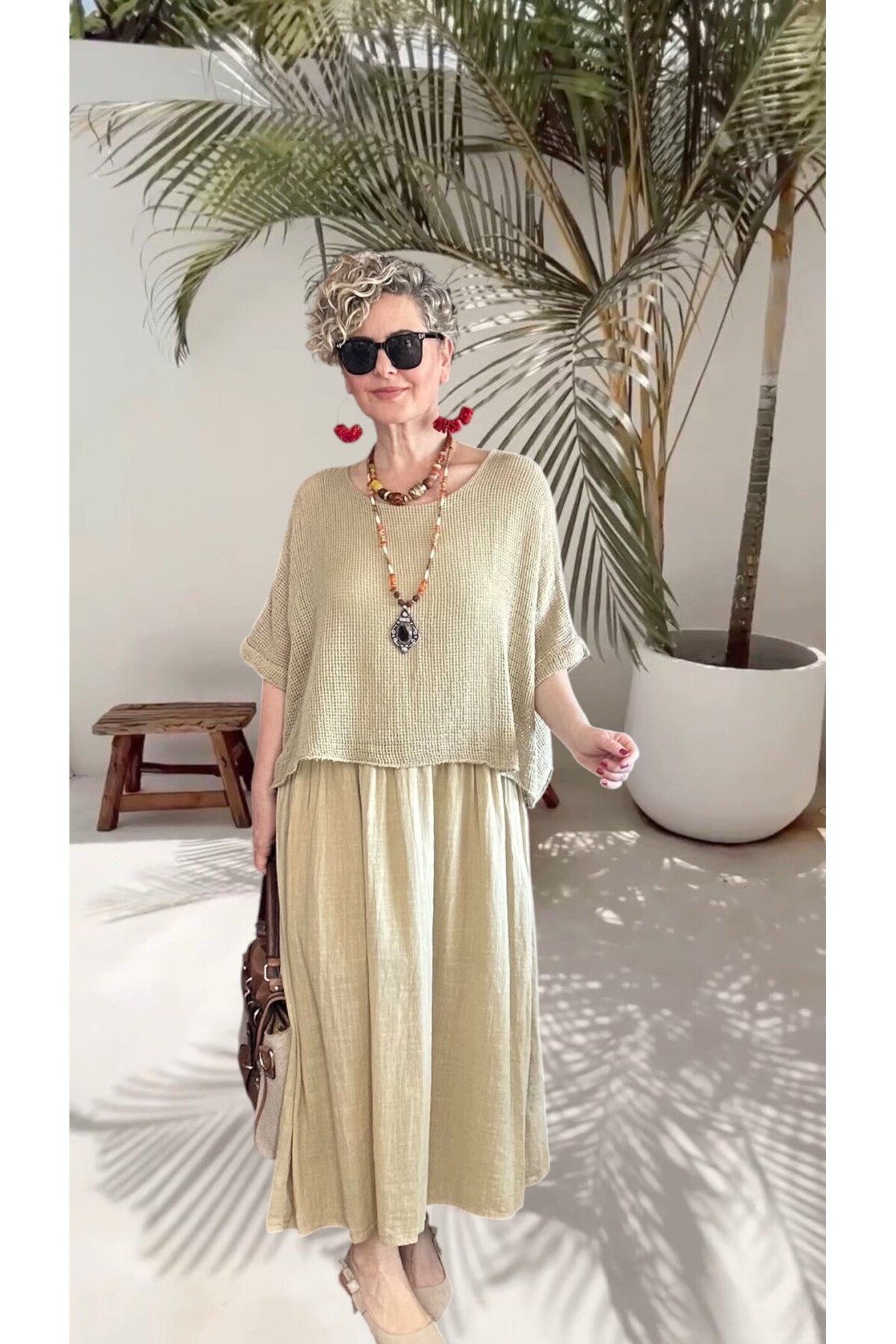 Abitare İtalyan Fisto File Detay Vip Elbise Kum Beige