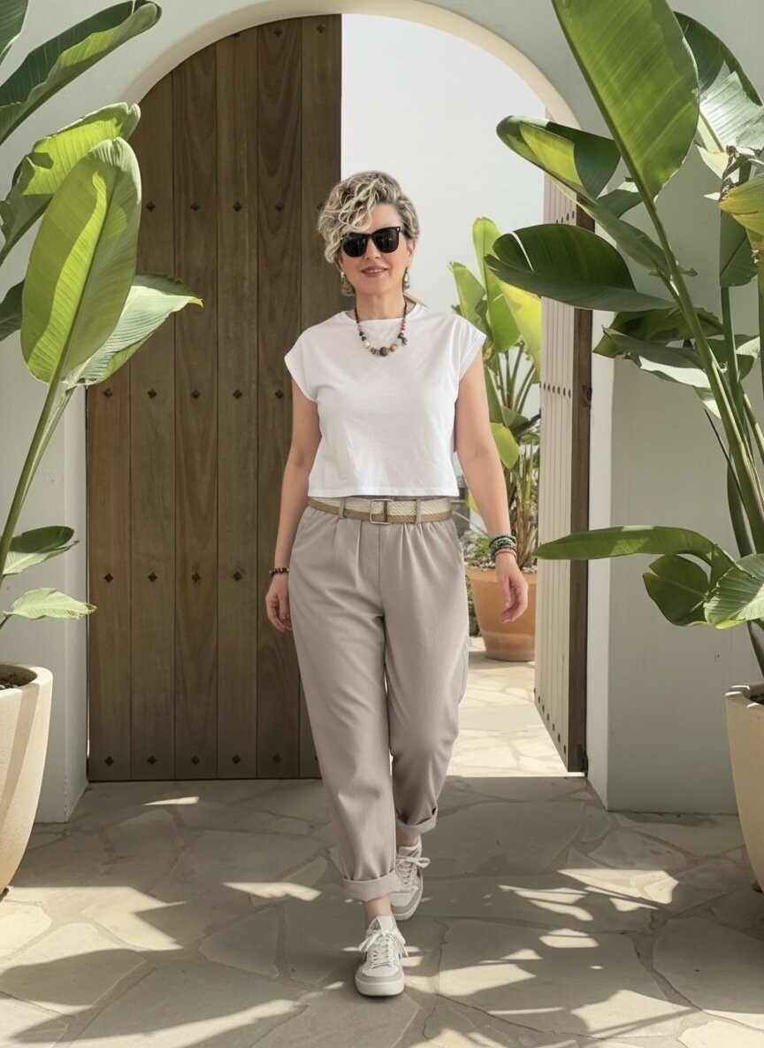 Betty İtalyan Balon Kemerli Pantolon Fango