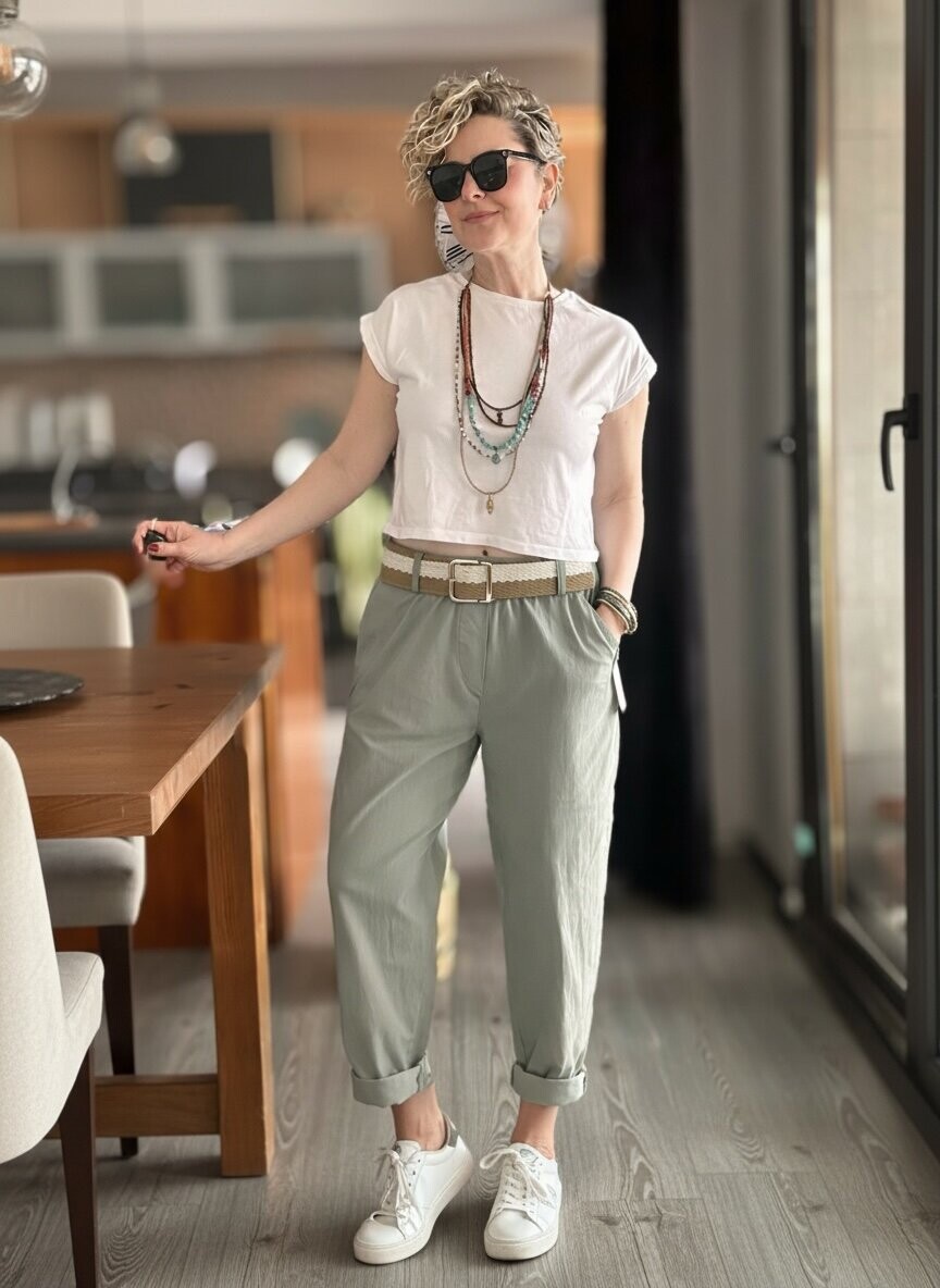 Betty İtalyan Balon Kemerli Pantolon Haki