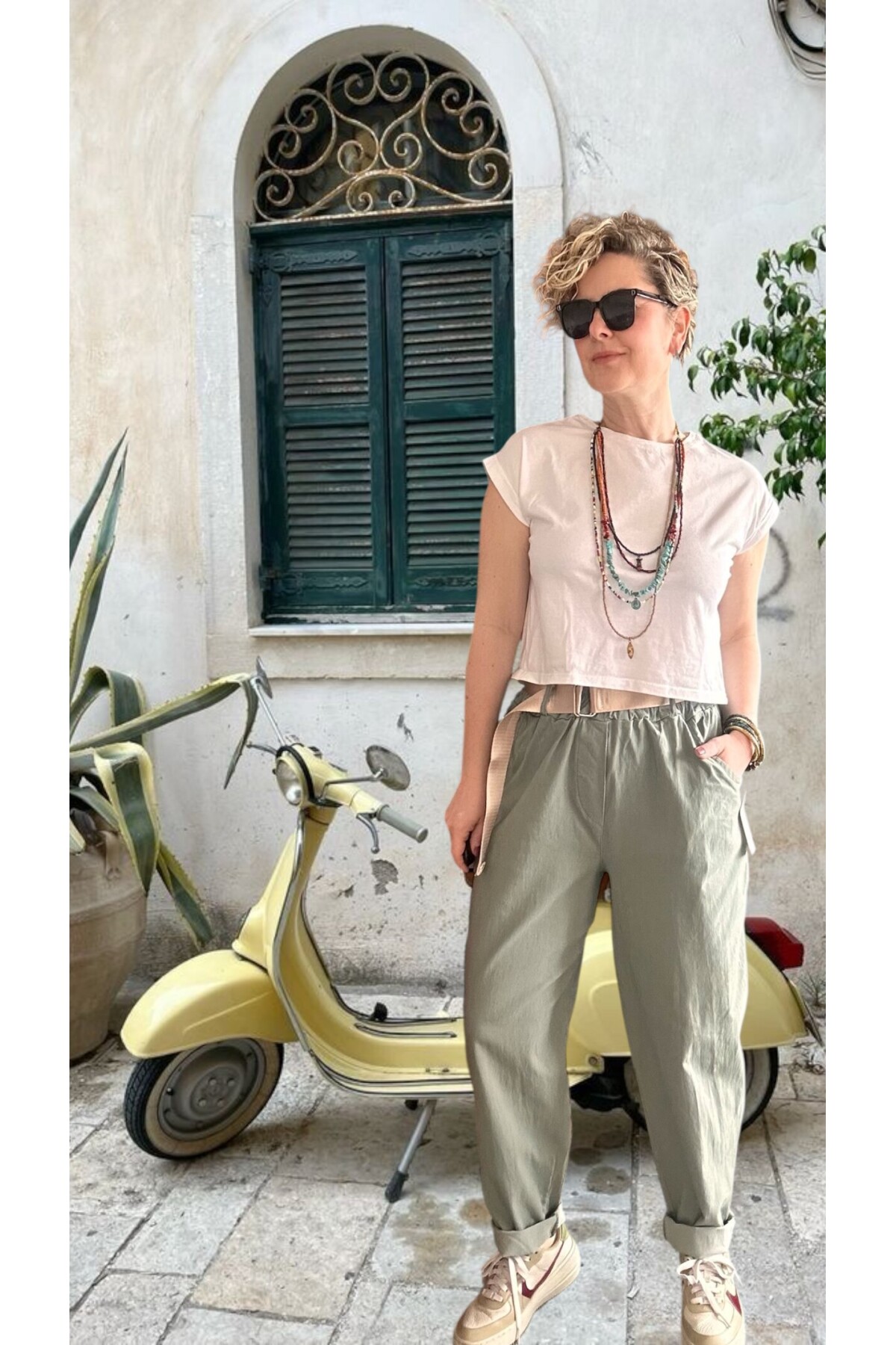 Betty İtalyan Balon Kemerli Pantolon Haki