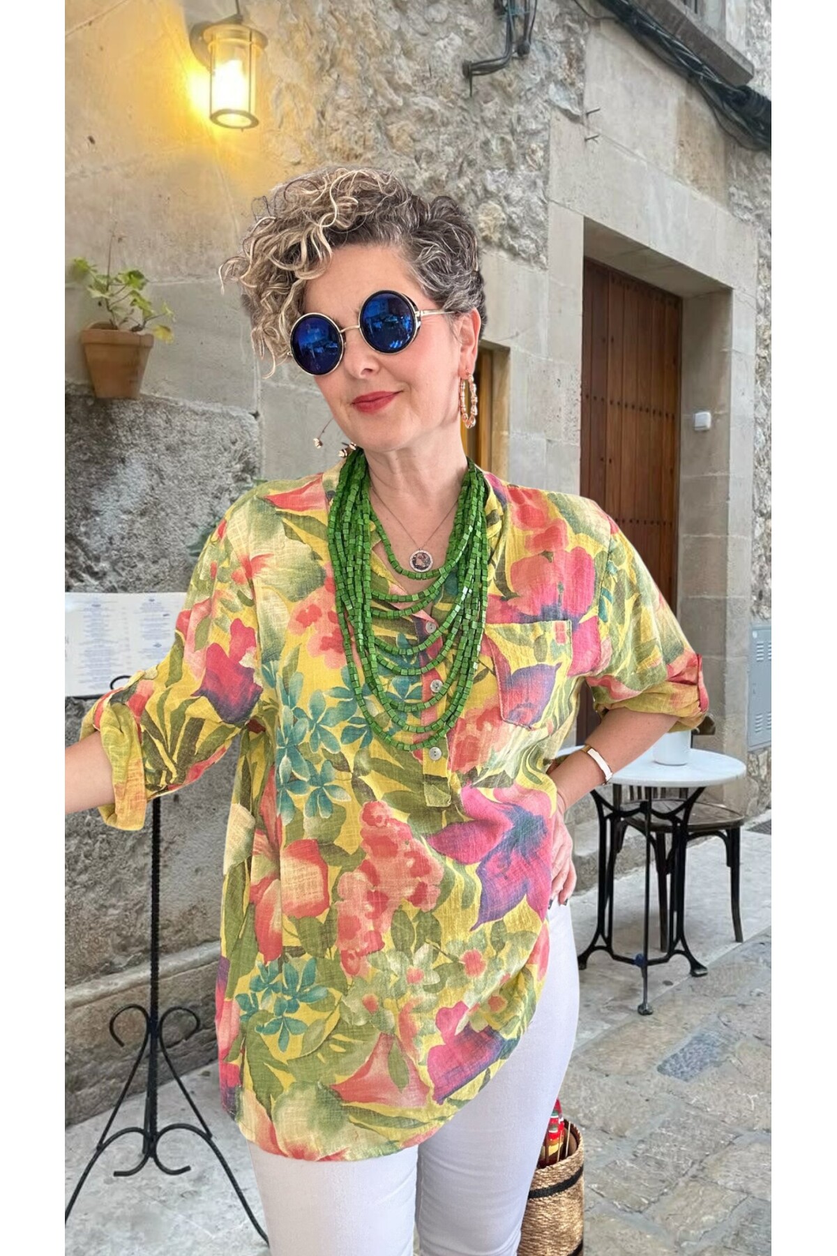 Felli Zambak Desen Desenli İtalyan Gömlek Sarı