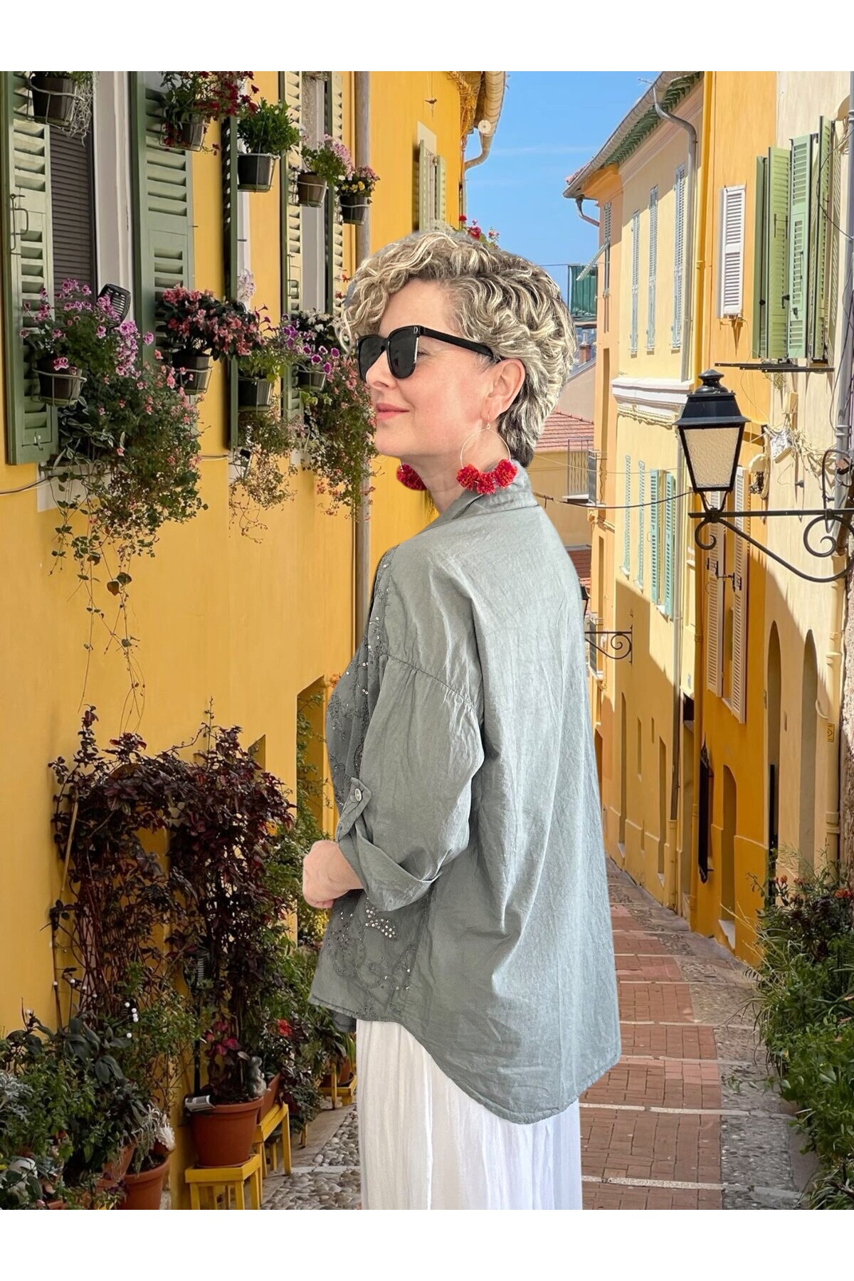 Gesso İtalyan Çiçek Fisto Detay Gömlek Antrasit