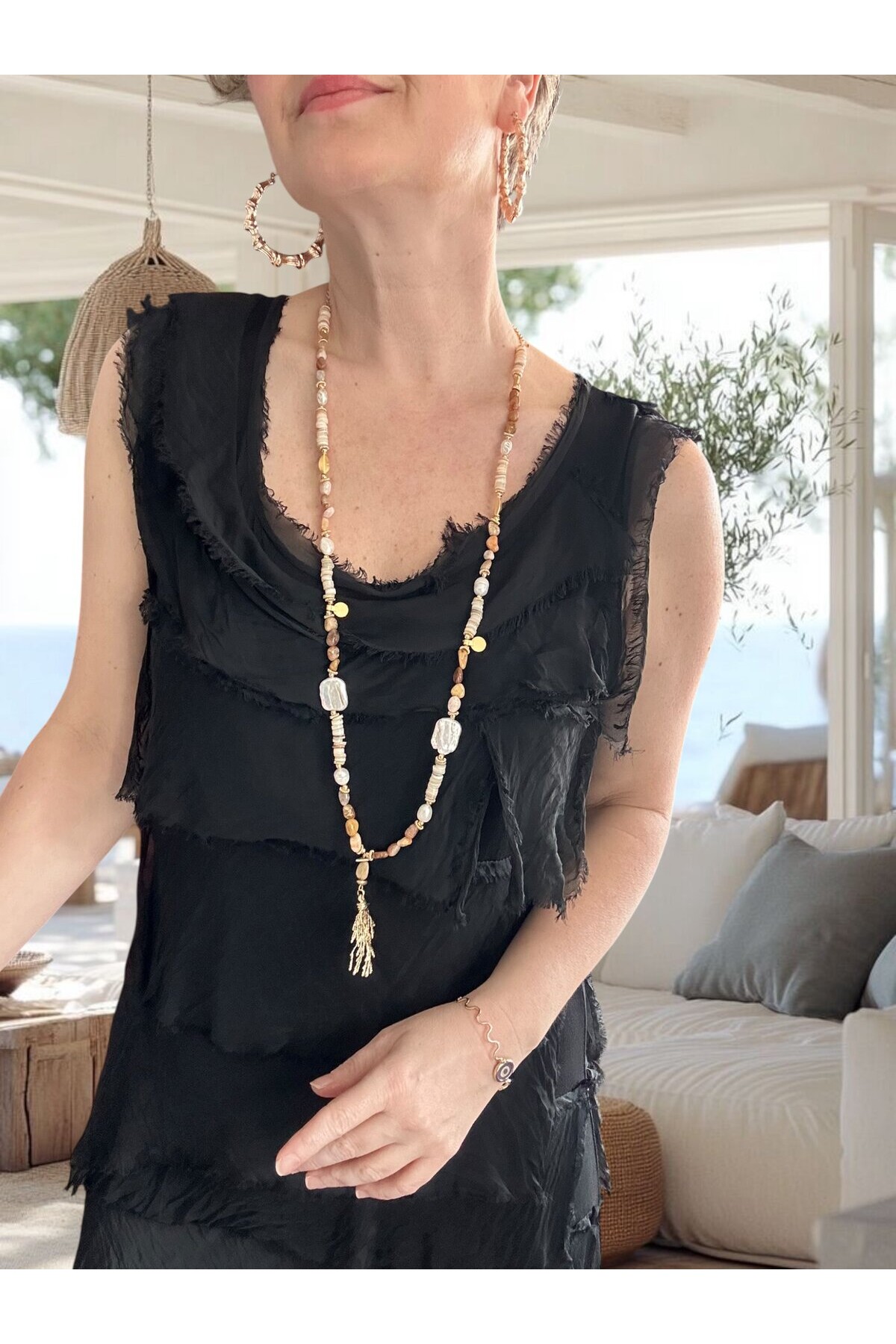 Ginza İthal Katmanlı İpek Tasarım Elbise Siyah