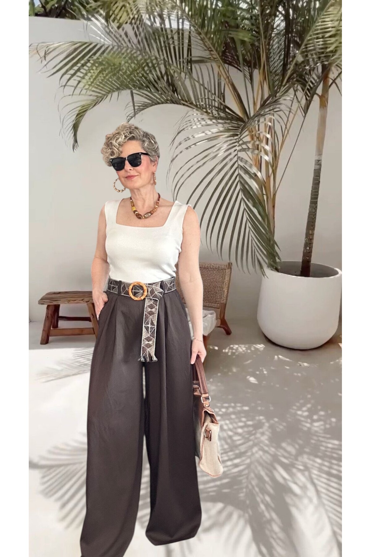 Grappe Premium Palazzo Vip Kemerli  Pantolon Kahve