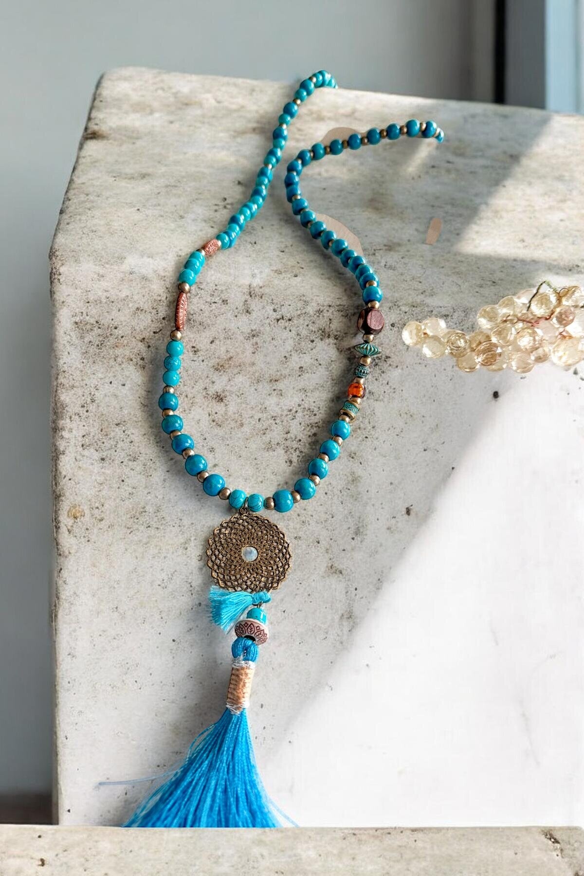 Lava Cam Göbeği Tahta Tasarım Kolye