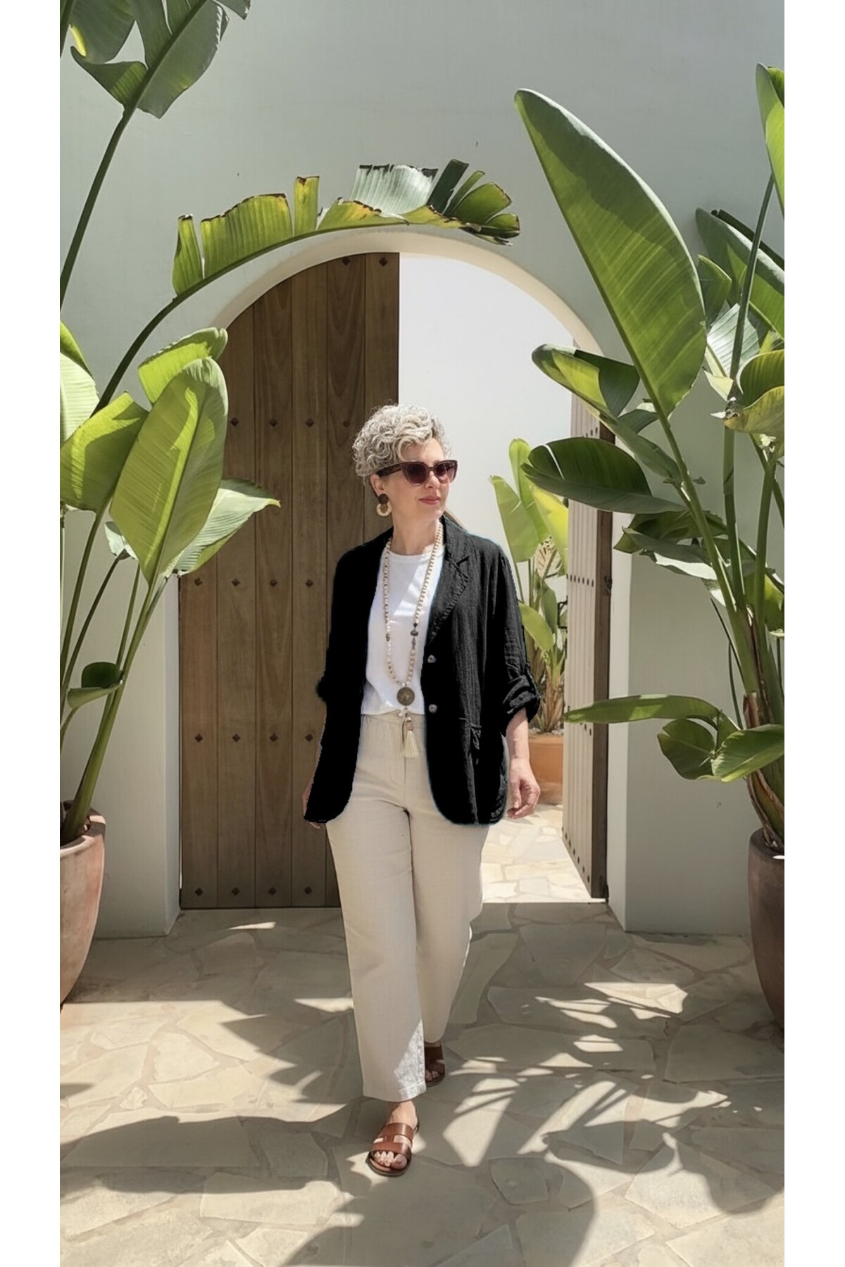 Lesso İtalyan Blazer Keten Ceket Siyah