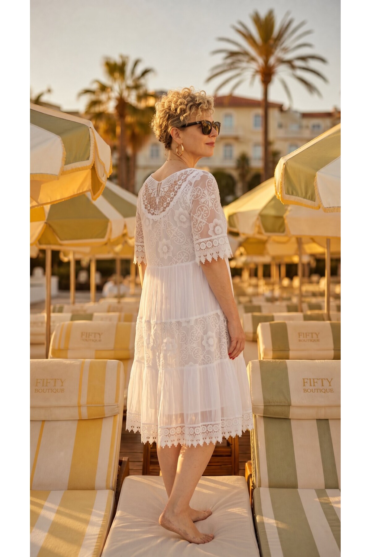 Lorea | Dantel Detaylı Katmanlı Vintage Elbise Beyaz