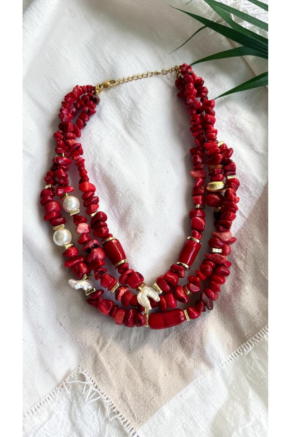 Mercan İnci Doğal Taş Kolye