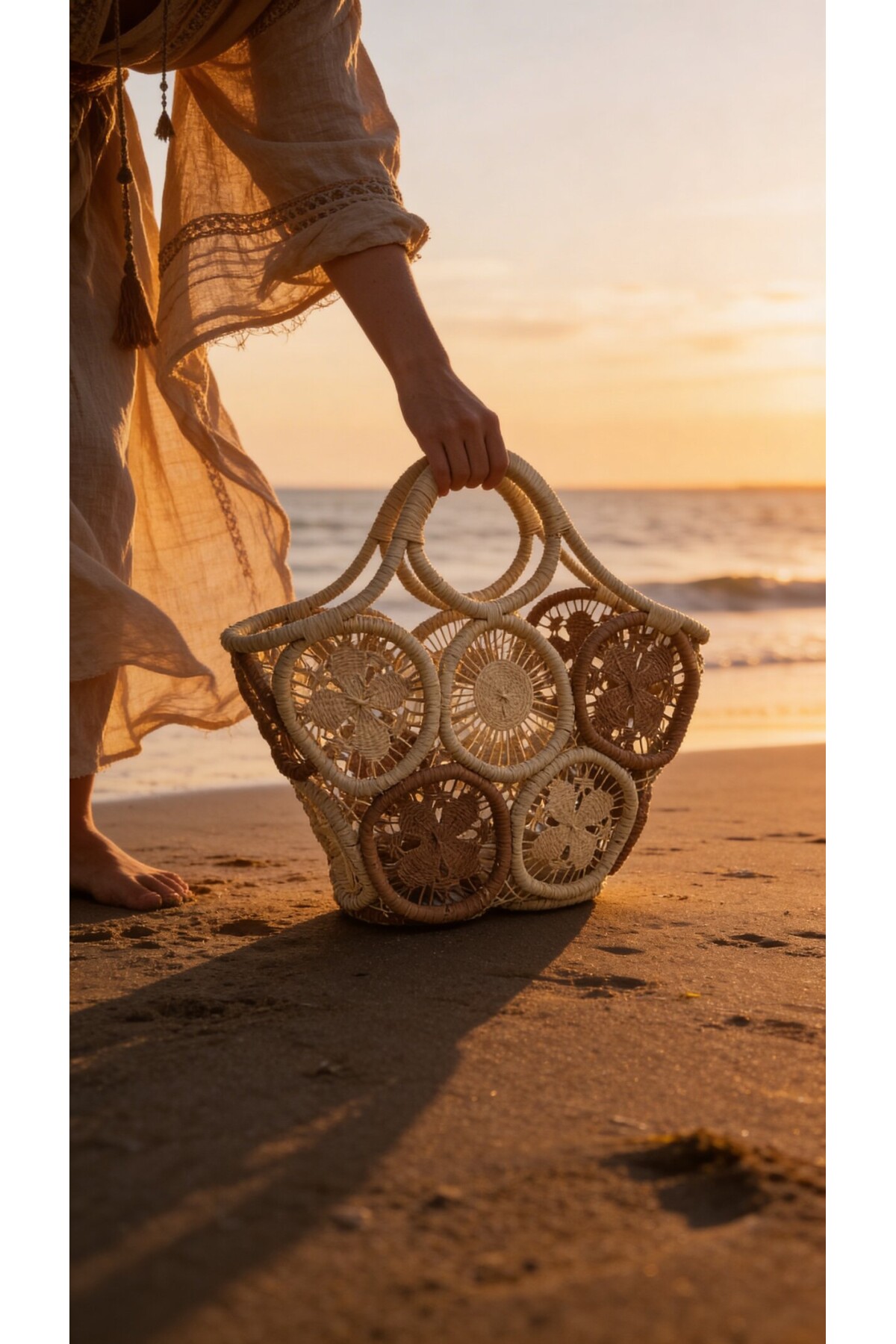 Morsola %100 El Örgüsü Rafya Çanta