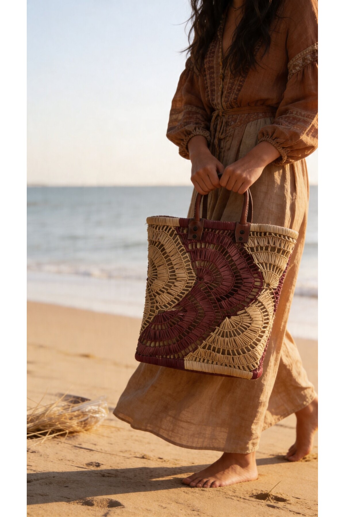 Sia %100 El Örgüsü Rafya Çanta