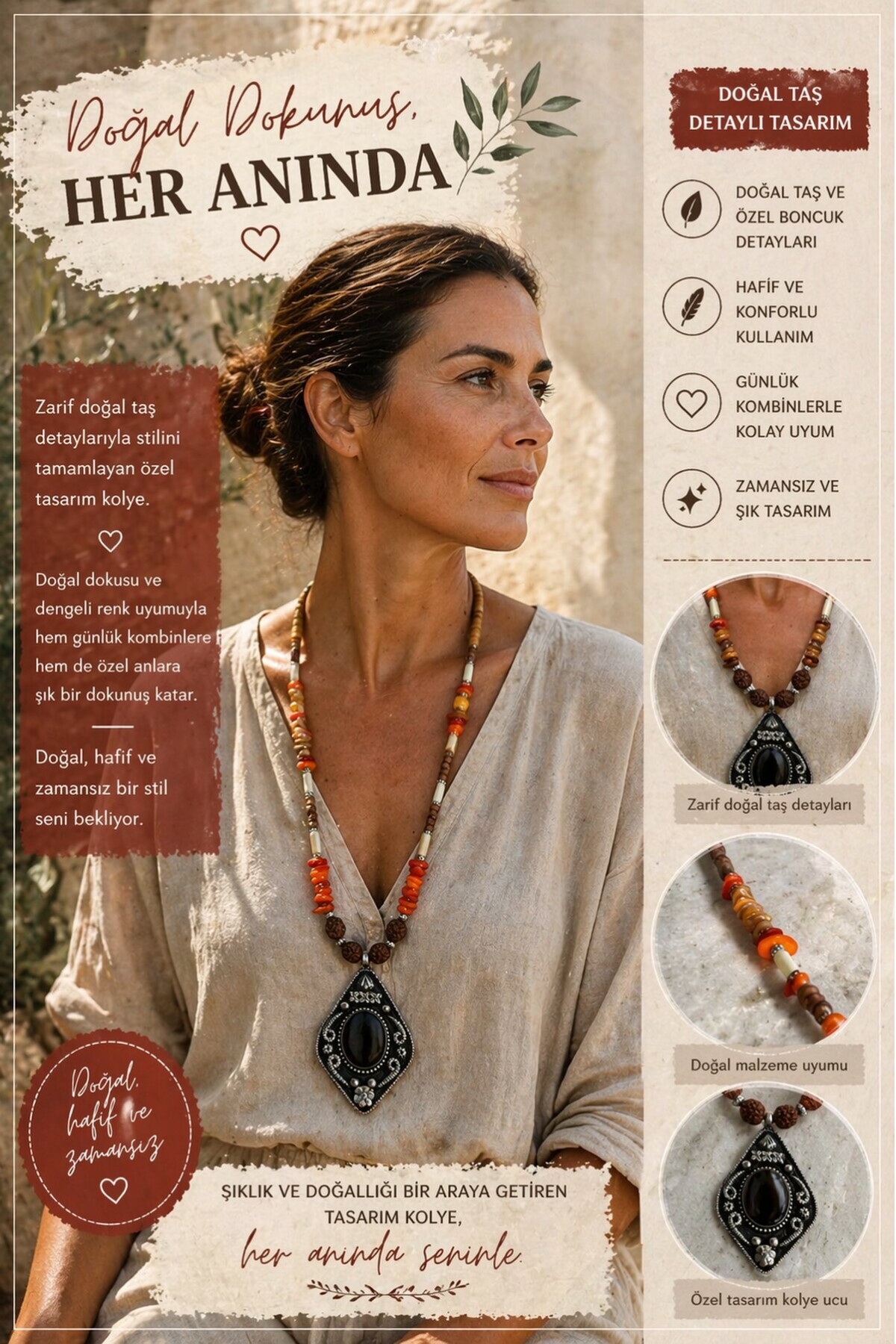 Pole VIP Doğal Taş Kolye