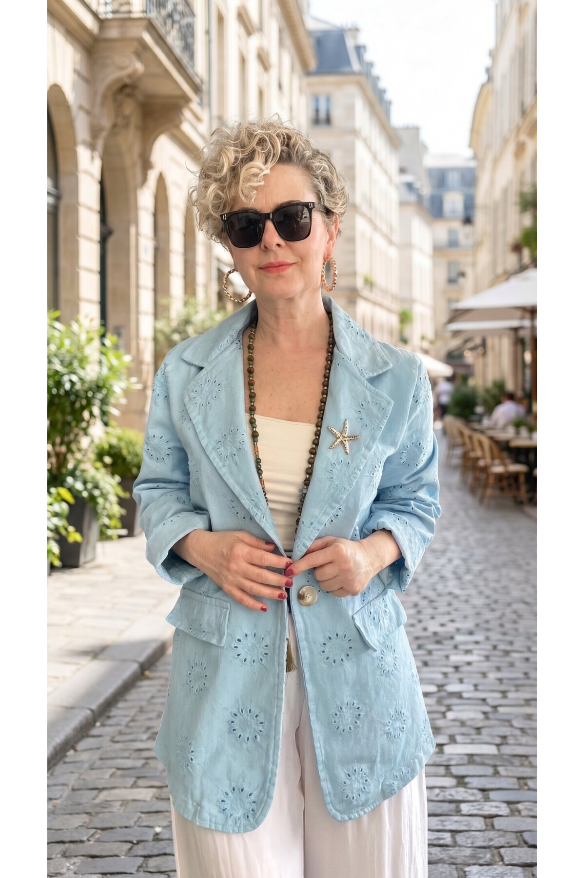 Primma | Fisto Nakışlı & Yıldız Broşlu Pamuk Blazer Bebe Mavi