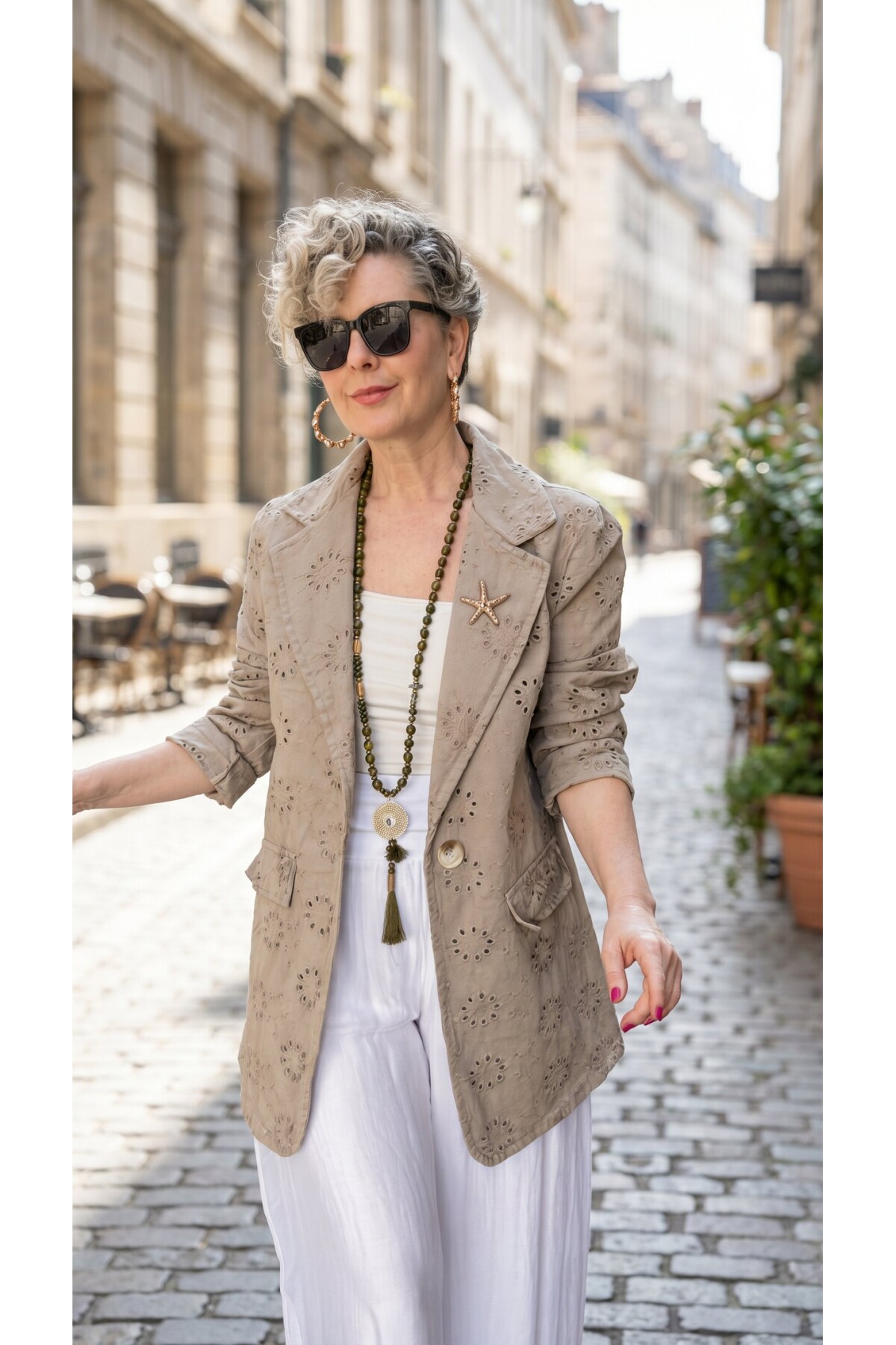 Primma | Fisto Nakışlı & Yıldız Broşlu Pamuk Blazer Fango