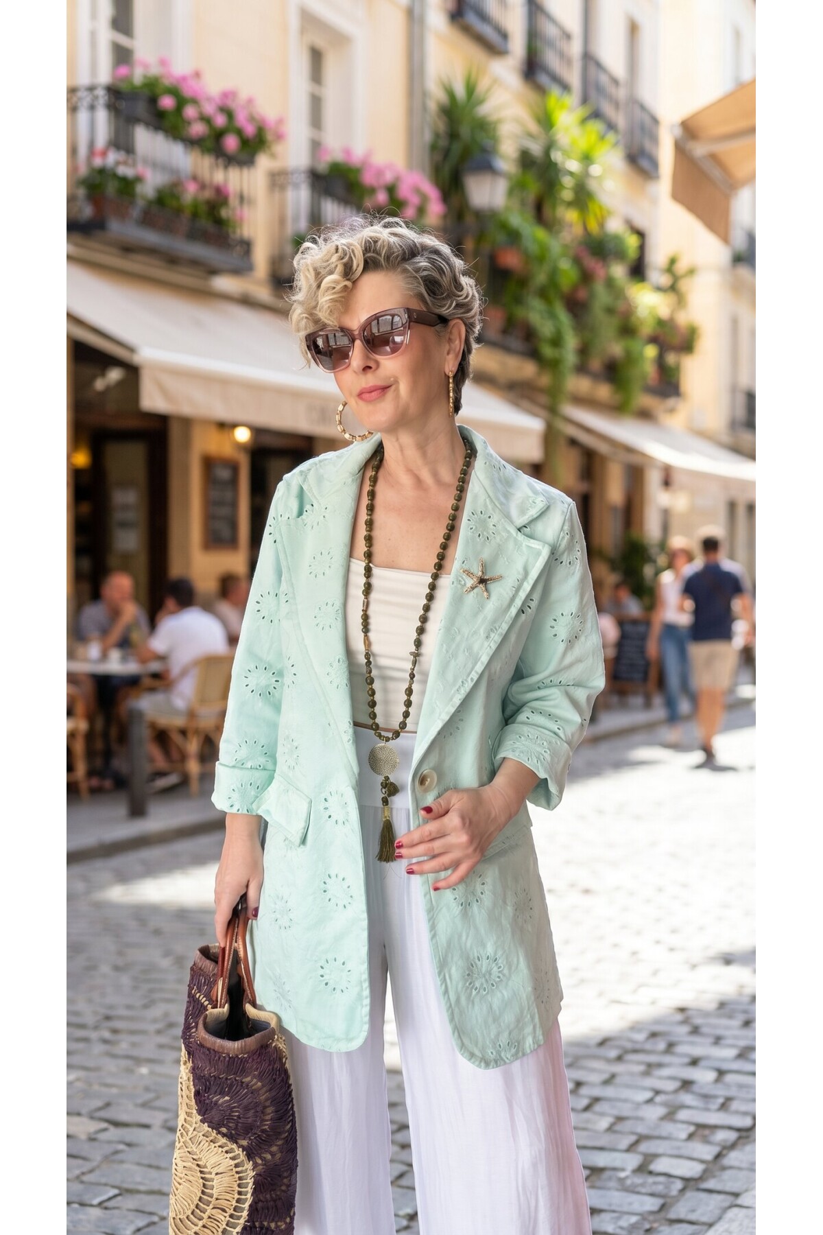 Primma | Fisto Nakışlı & Yıldız Broşlu Pamuk Blazer Mint