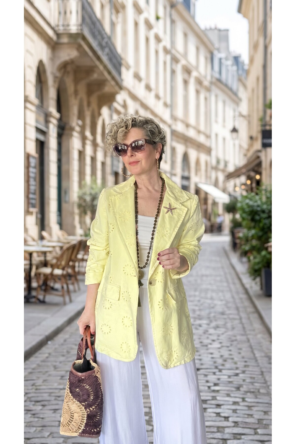 Primma | Fisto Nakışlı & Yıldız Broşlu Pamuk Blazer Sarı