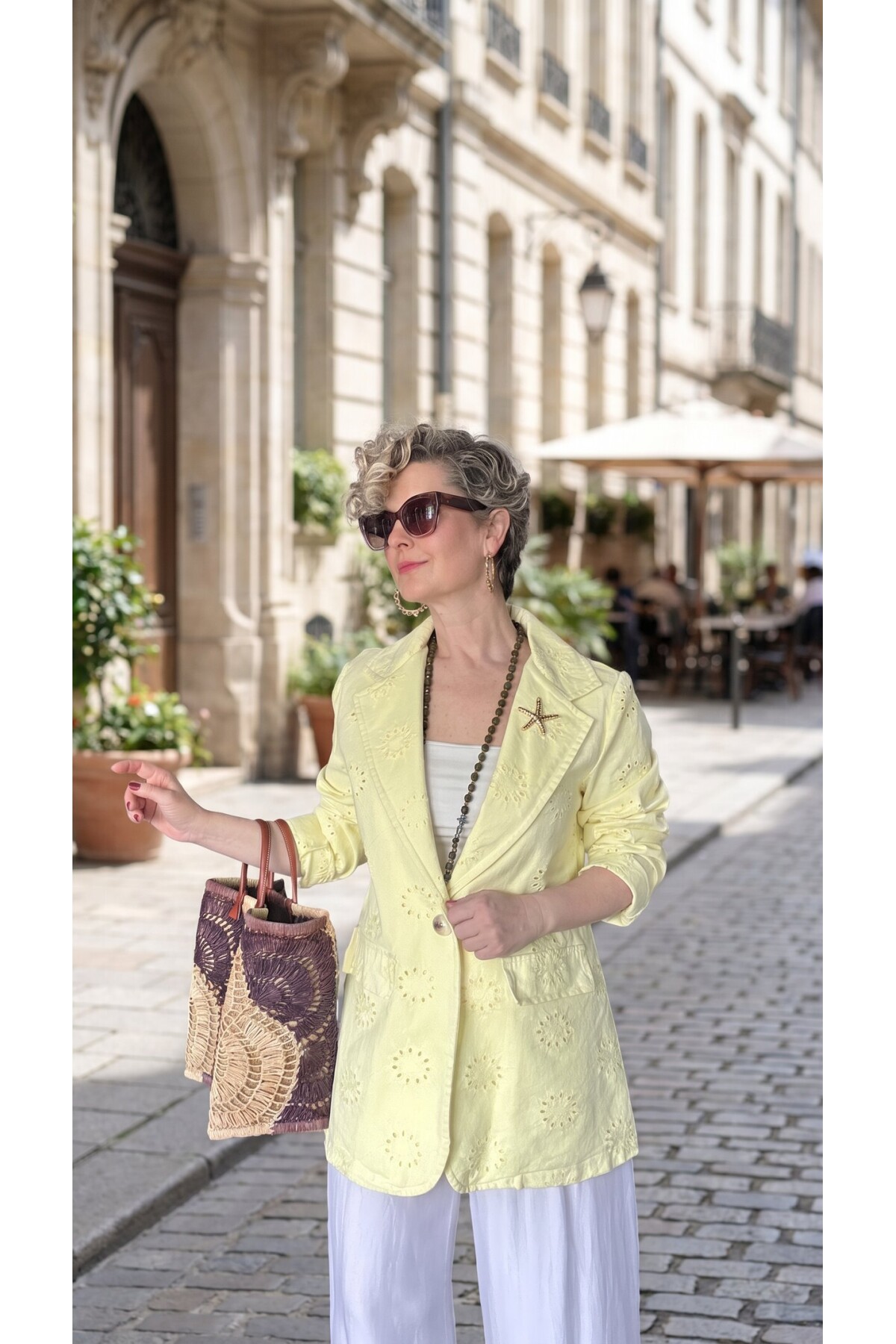 Primma | Fisto Nakışlı & Yıldız Broşlu Pamuk Blazer Sarı