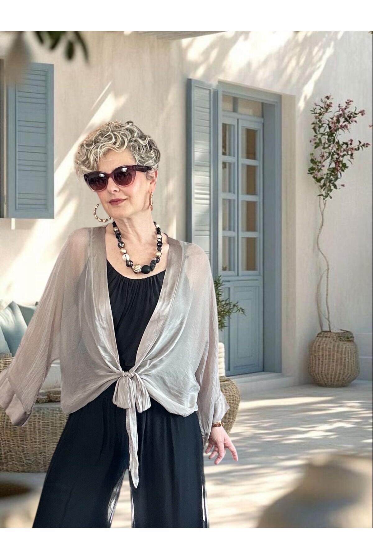 Retti Ön Düğüm Detay İtayan İpek Karışımlı  Bluz Fango