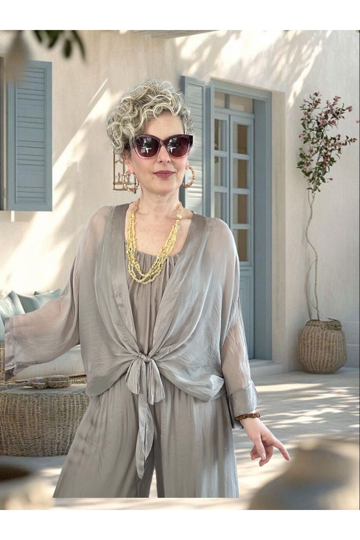 Retti Ön Düğüm Detay İtayan İpek Karışımlı  Bluz Fango