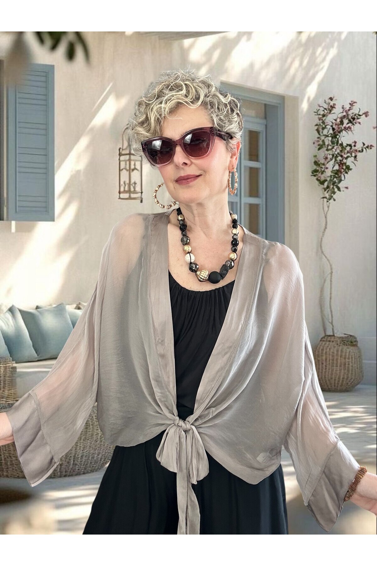 Retti Ön Düğüm Detay İtayan İpek Karışımlı  Bluz Fango