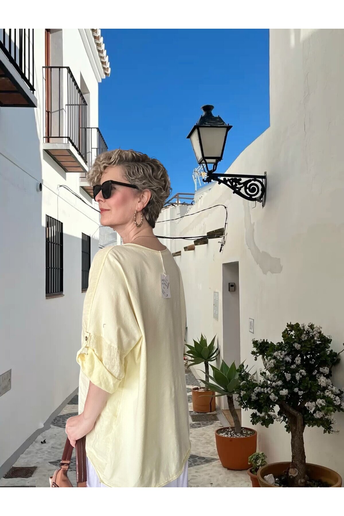 Ricco İthal Yıldız Detaylı Salaş Bluz Sarı