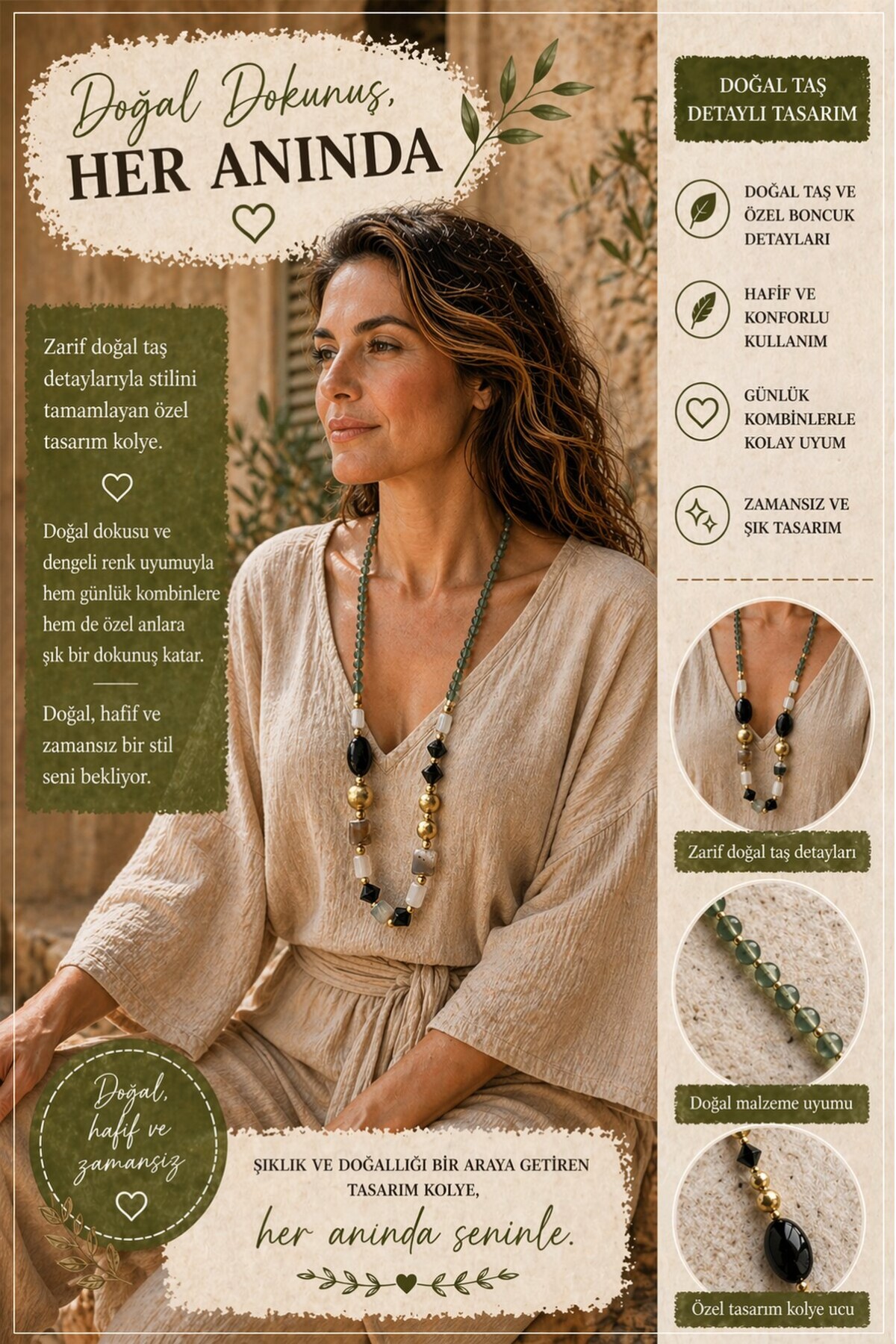 Selece VIP Doğal Taş Kolye