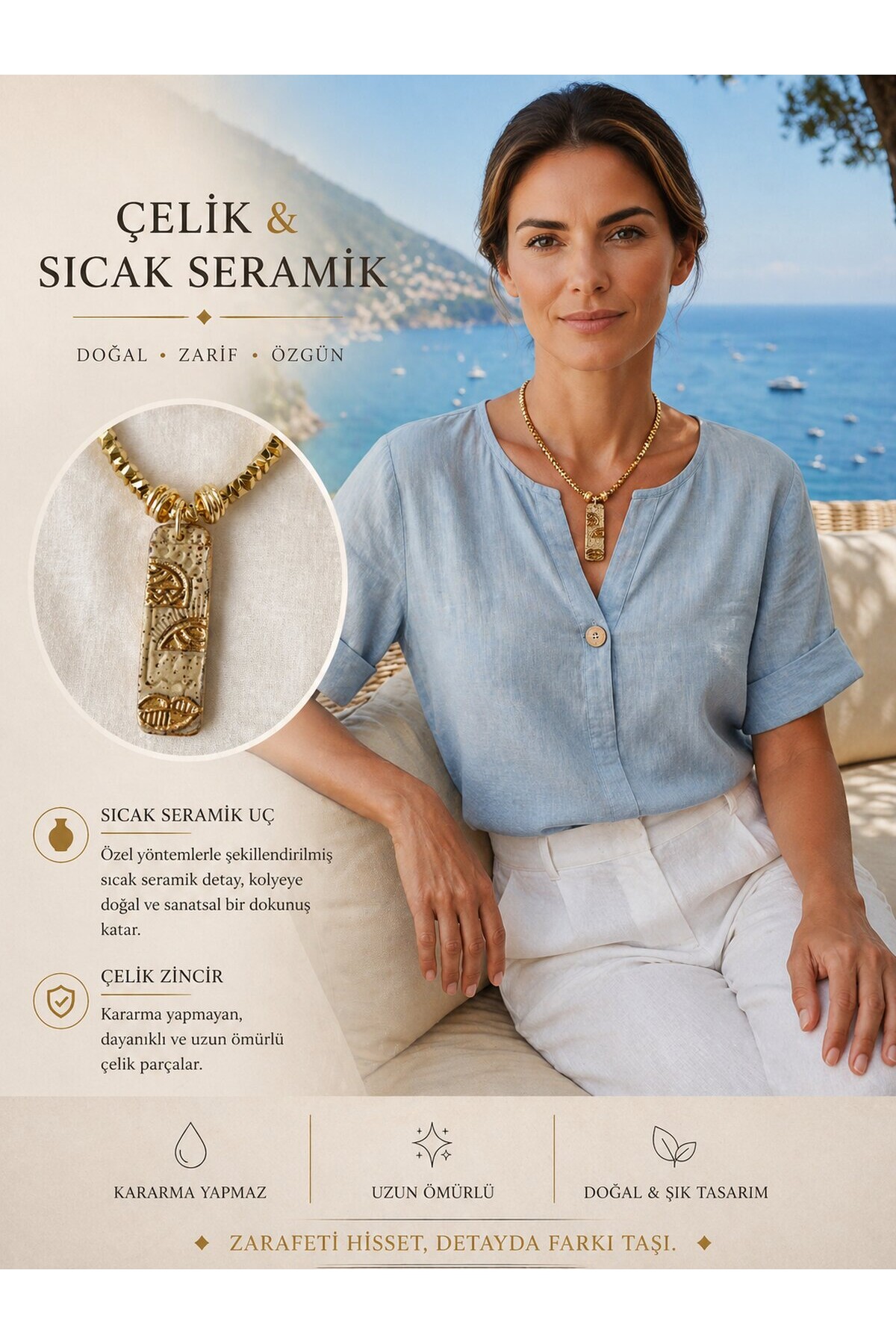 Seramik Sisi VIP Etnik Kolye