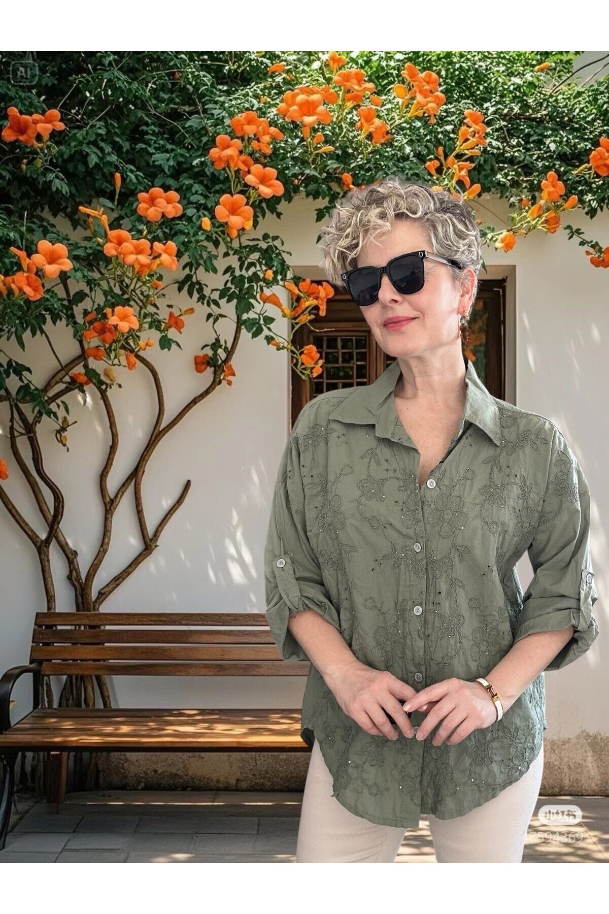 Taffi İtalyan Fisto Pul Detay Gömlek Haki Yeşil