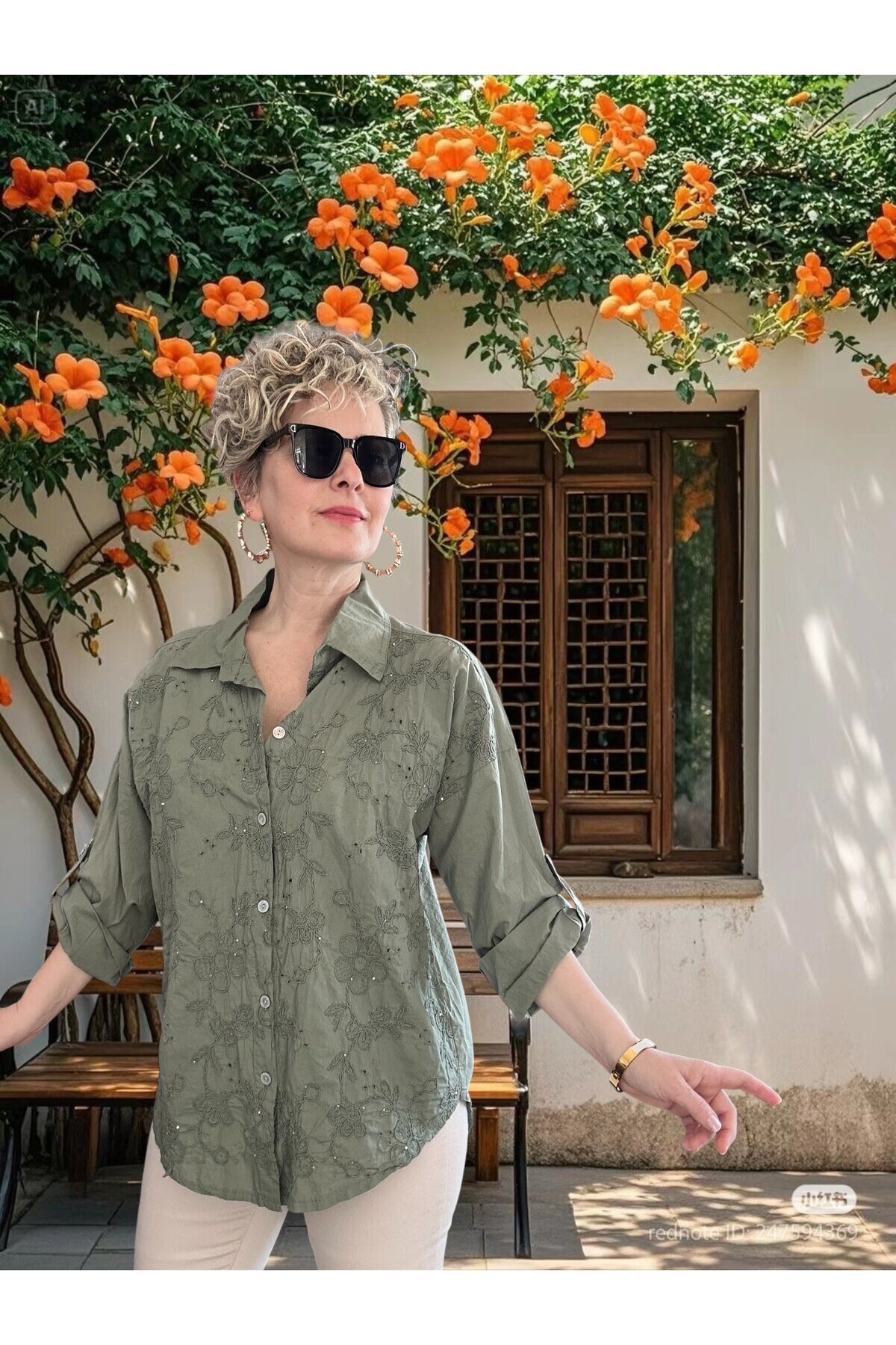 Taffi İtalyan Fisto Pul Detay Gömlek Haki Yeşil