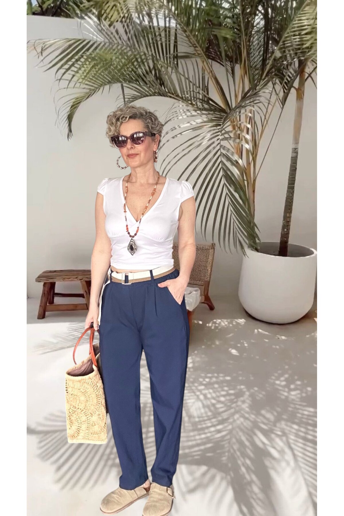 Vicco İtalyan Balon Kemerli Pantolon Lacivert