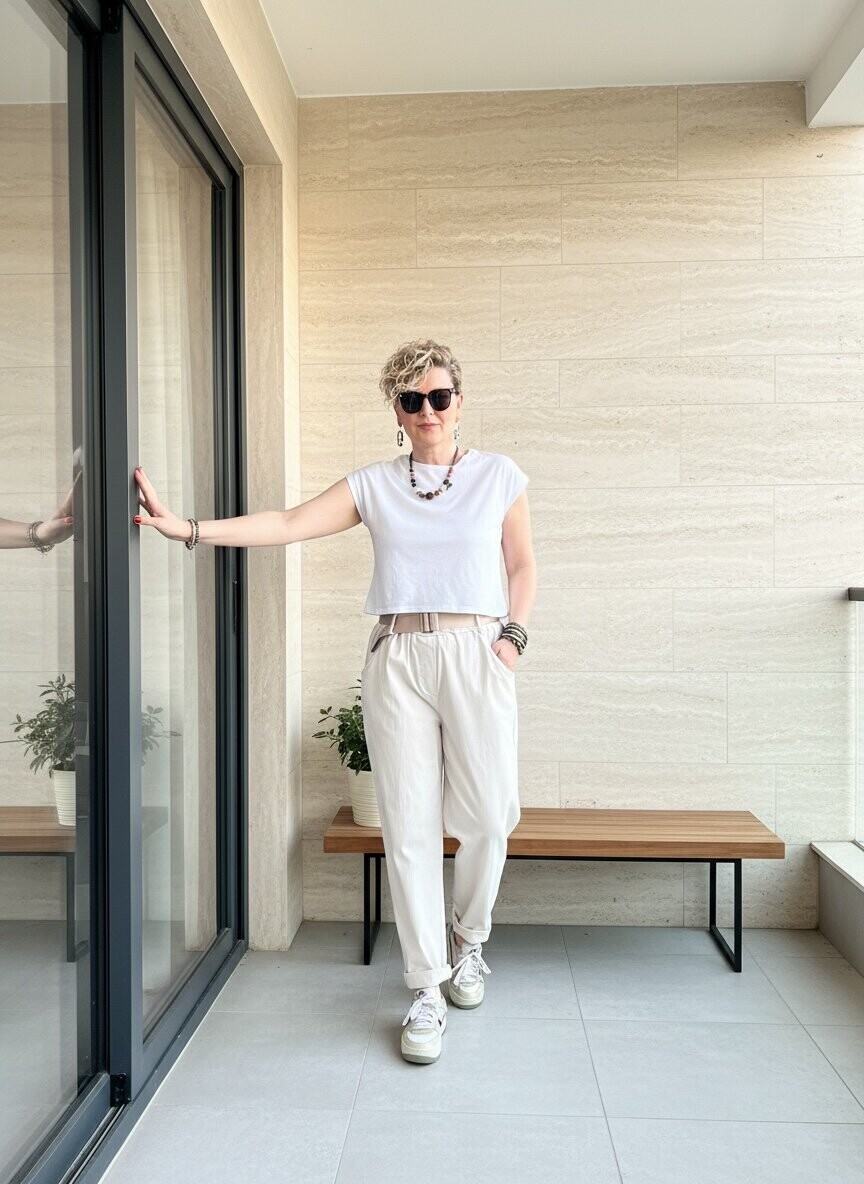 Betty İtalyan Balon Kemerli Pantolon Beige