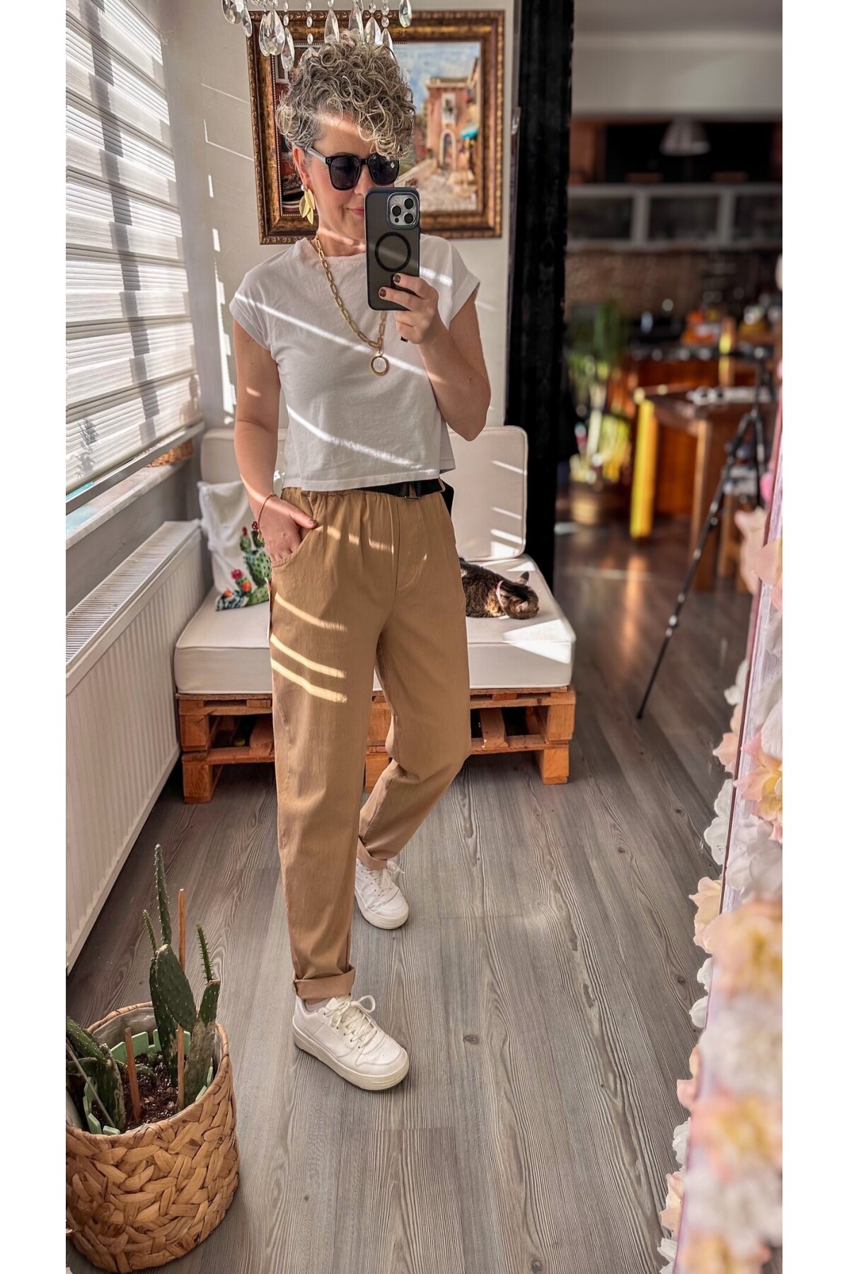 Capello İtalyan Balon Kemerli Pantolon Camel