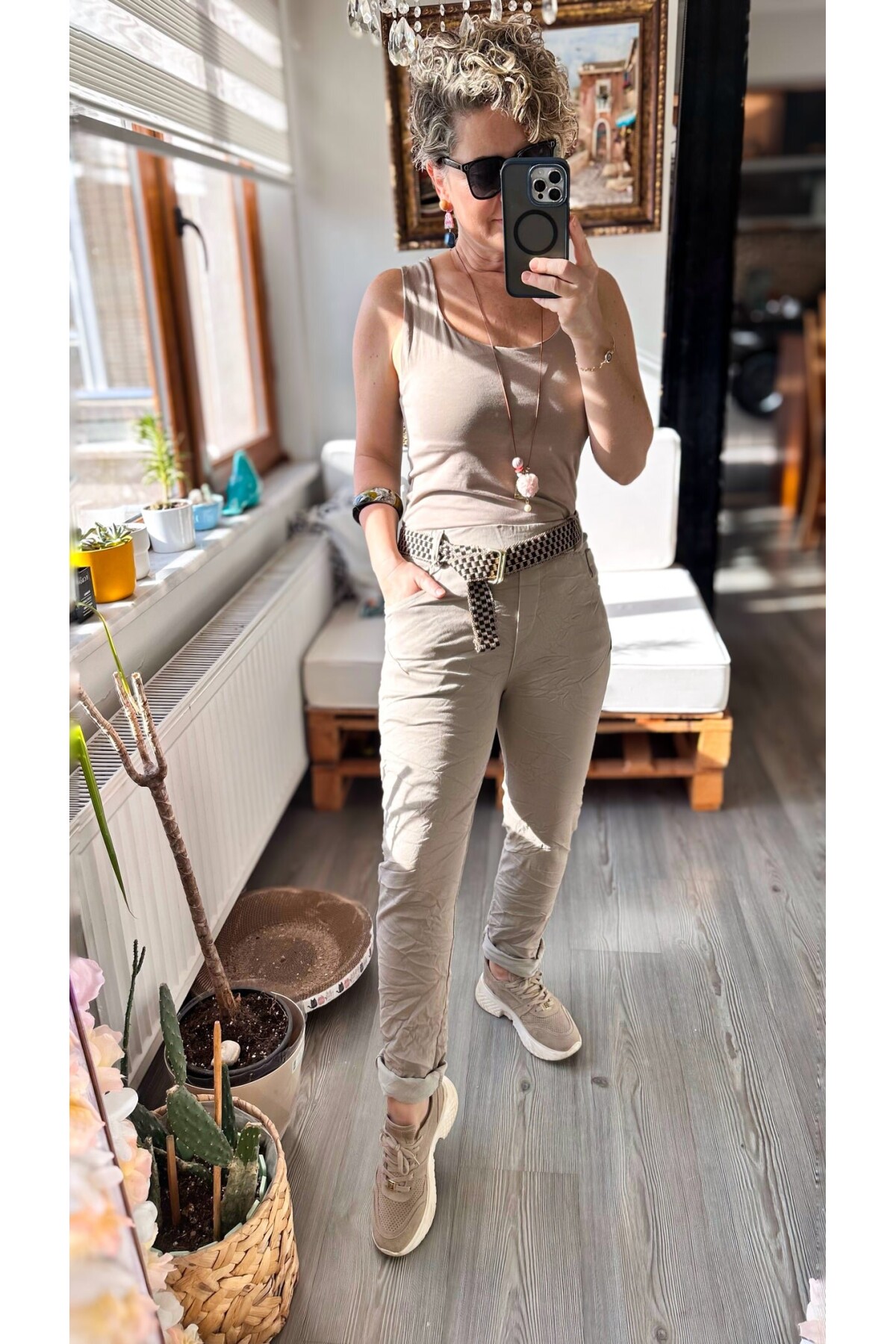 Dani İtalyan Kemer Detaylı Sihirli Pantolon Beige