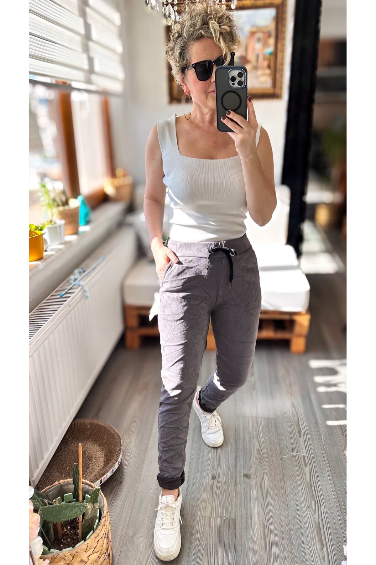Fondo İtalyan Sihirli Süet Pantolon Grey