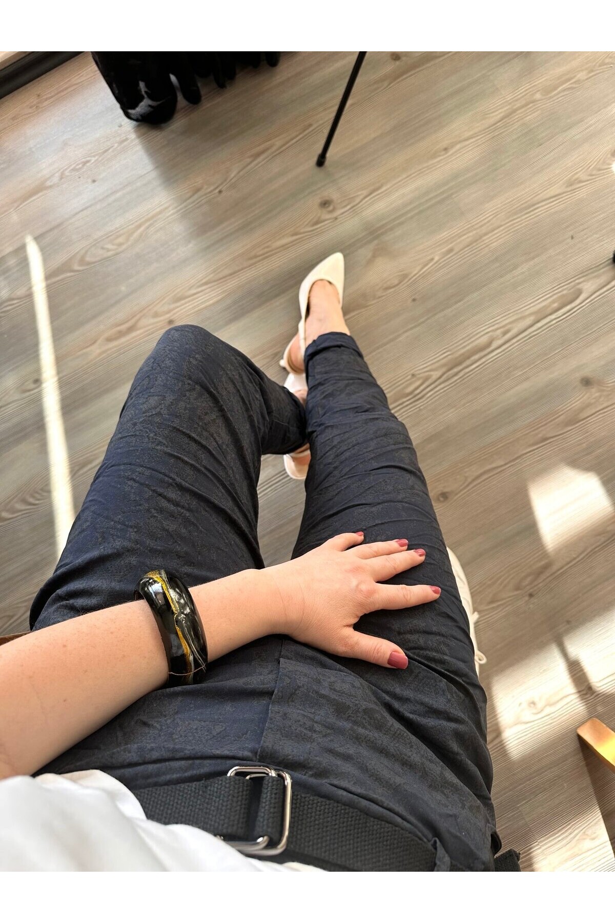 Gianni İtalyan Desen Detay Kemerli Sihirli Pantolon Navy