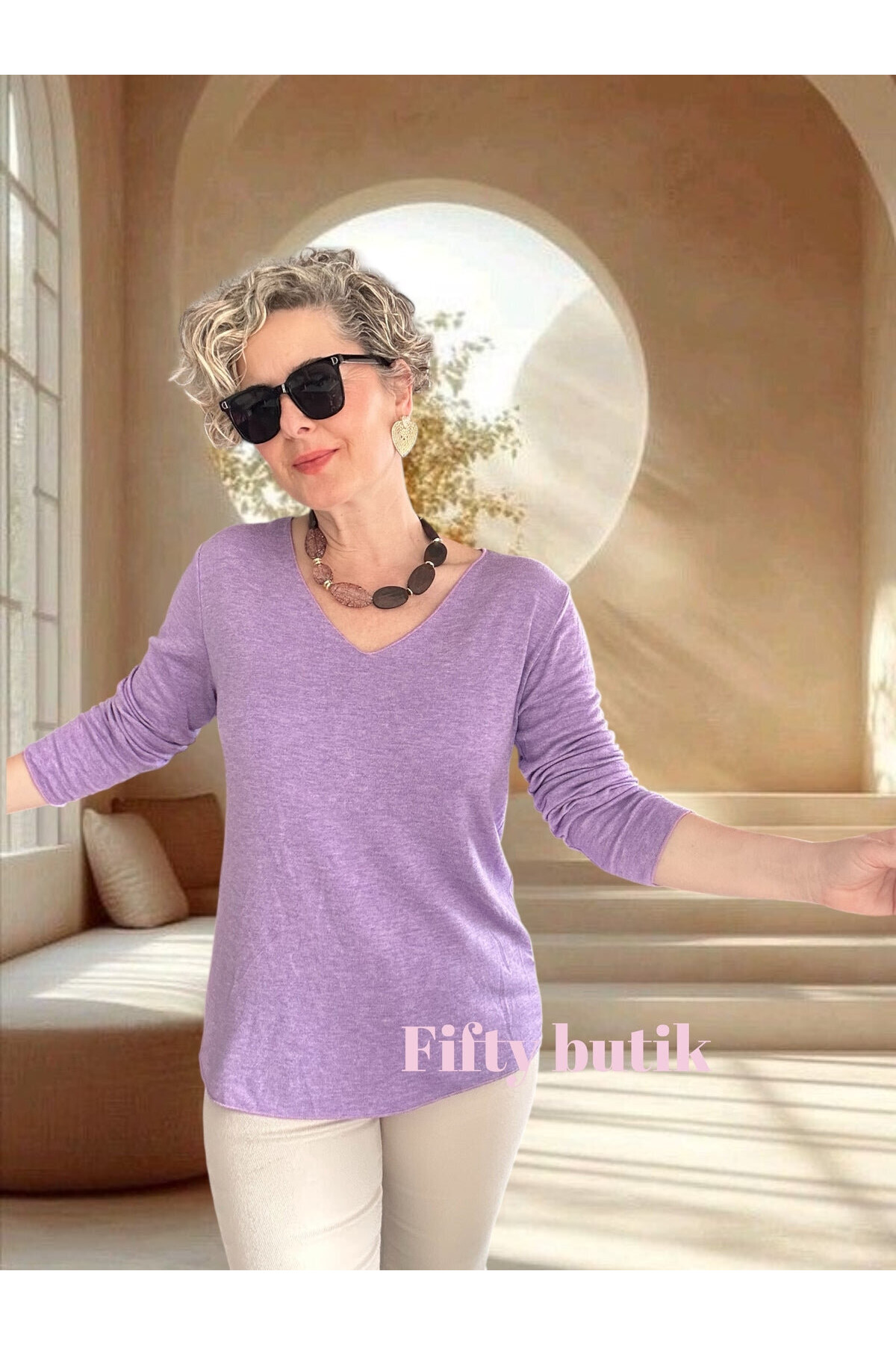Zanna İtalyan V Yaka Triko Lila