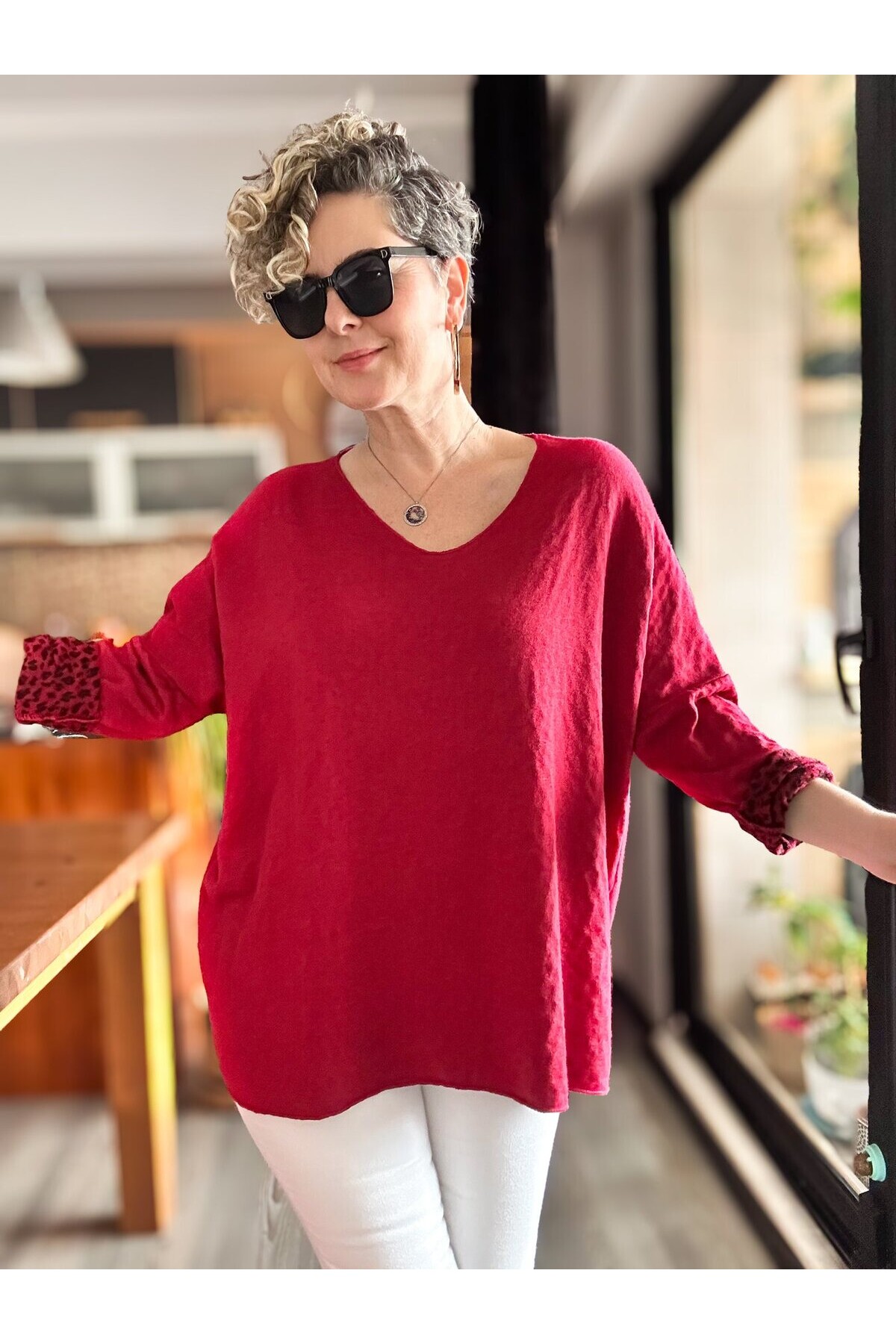 Zuppa İtalyan Leopar Desen Triko Bordo
