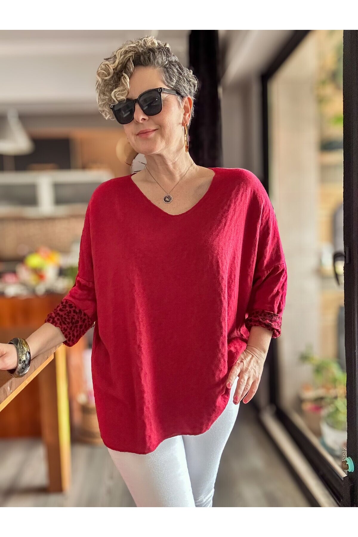 Zuppa İtalyan Leopar Desen Triko Bordo
