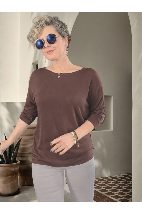 Cuppa Yuvarlak Yaka Mevsimlik Kahve Basic Triko