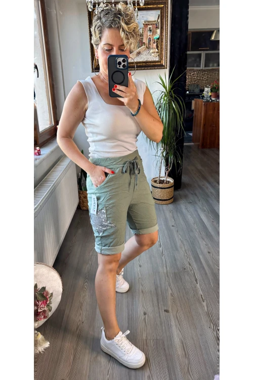 Matta İtalyan Yıldızlı Şort  Haki